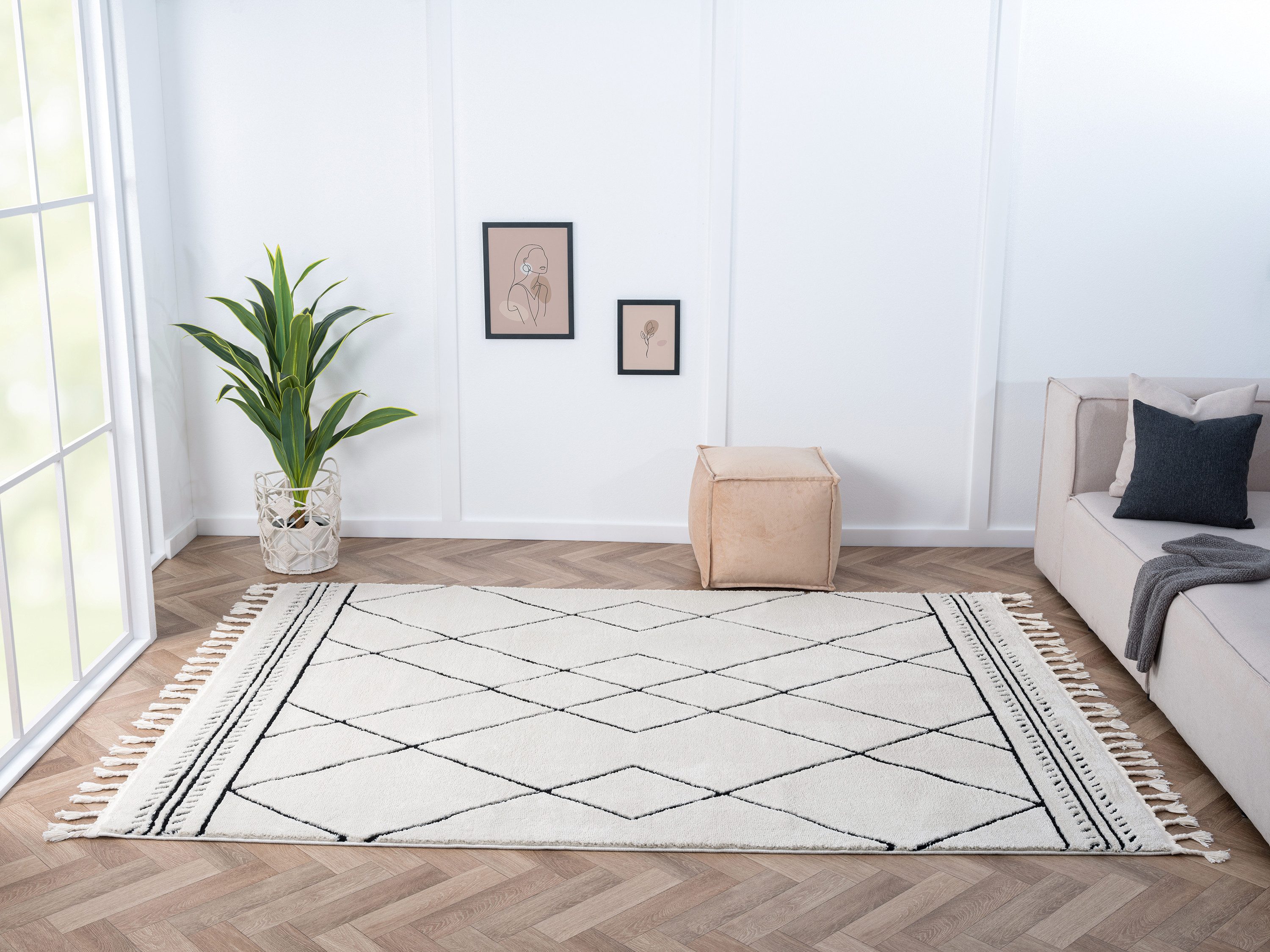 Myflair Möbel & Accessoires Hoogpolig vloerkleed Marokkaans ontwerp voorraadopruiming modern, marokkaans ontwerp, ruitenpatroon, zacht door hoogpolig