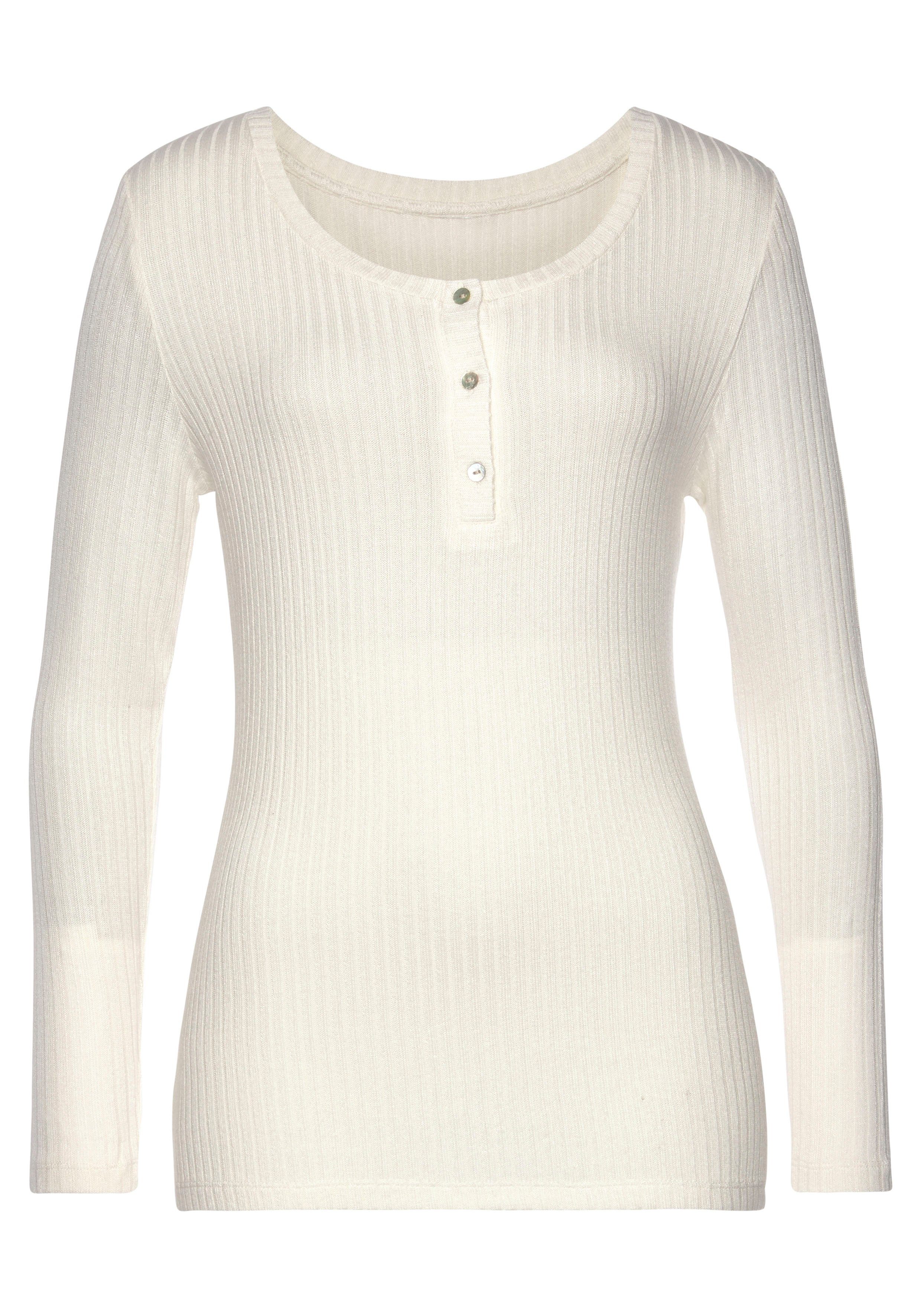 Vivance Shirt met lange mouwen Met korte knoopsluiting van zachte ribkwaliteit met viscose
