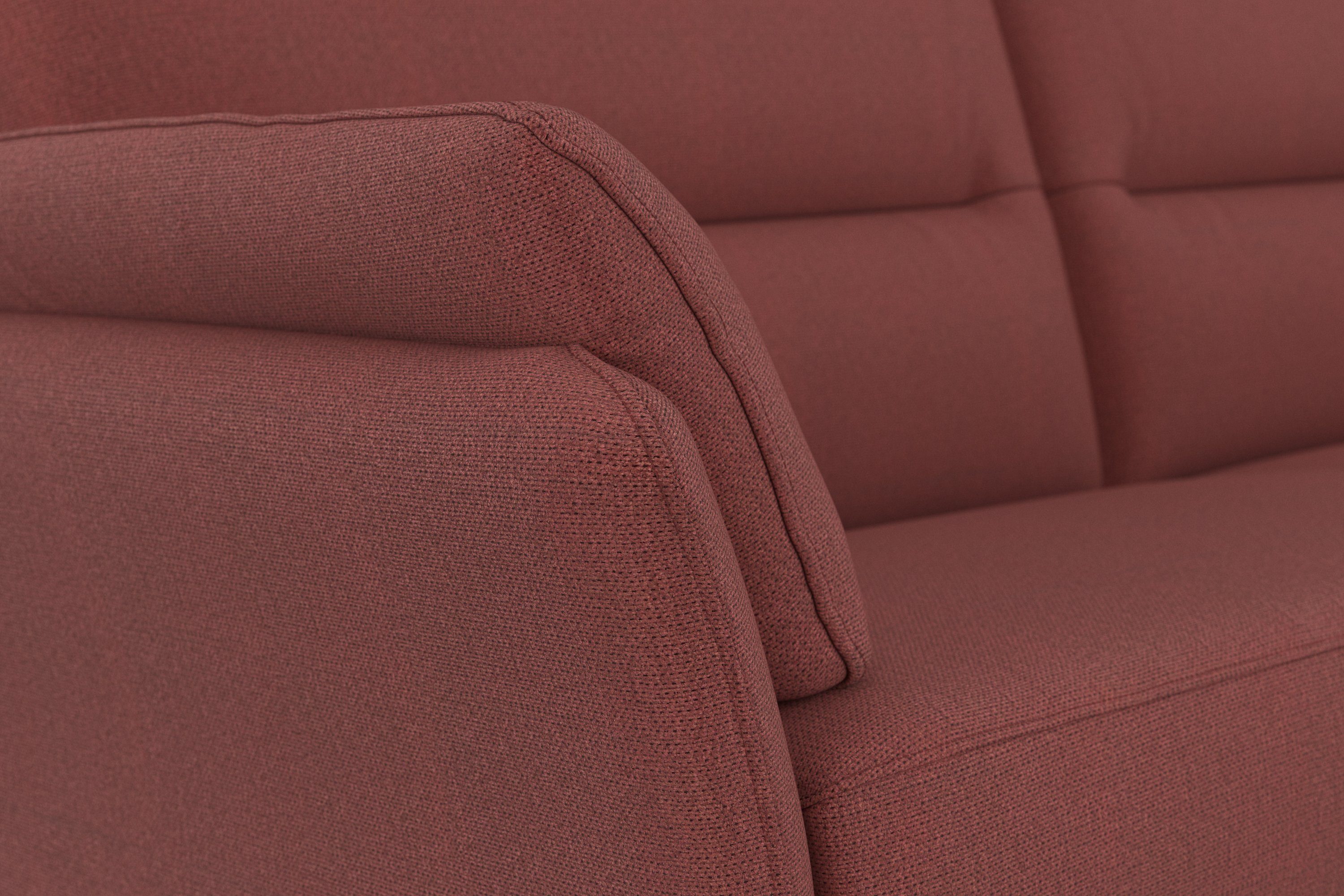 DOMO collection 2,5-zits Pina, smalle armleuningen, met bonellvering, compact & elegant Hoge zitcomfort, luxe microvezel leerlook, rood, breedte 199 cm