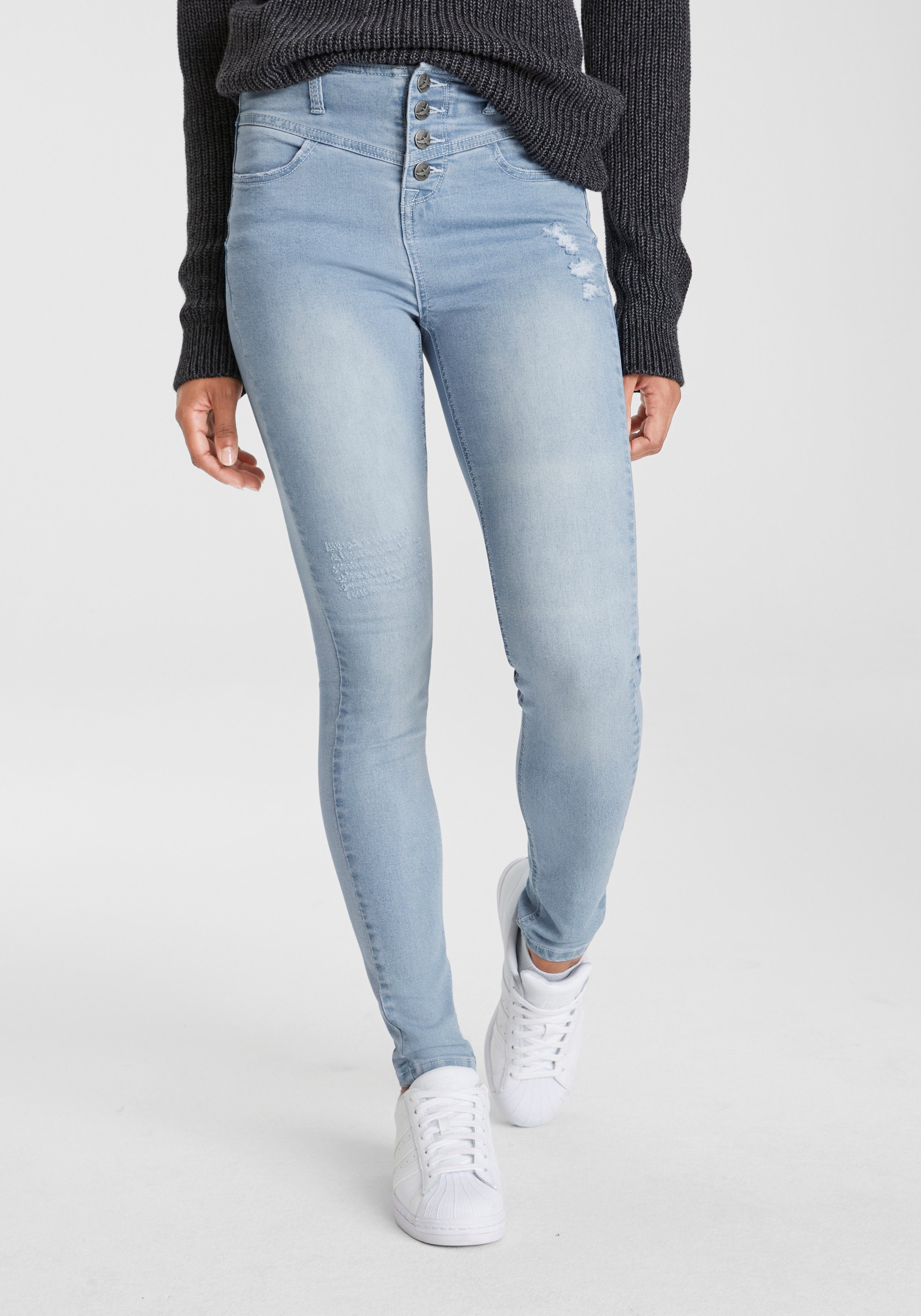 Arizona Skinny fit jeans Ultra Stretch hoge taille enkel-lang elastisch denim-materiaal