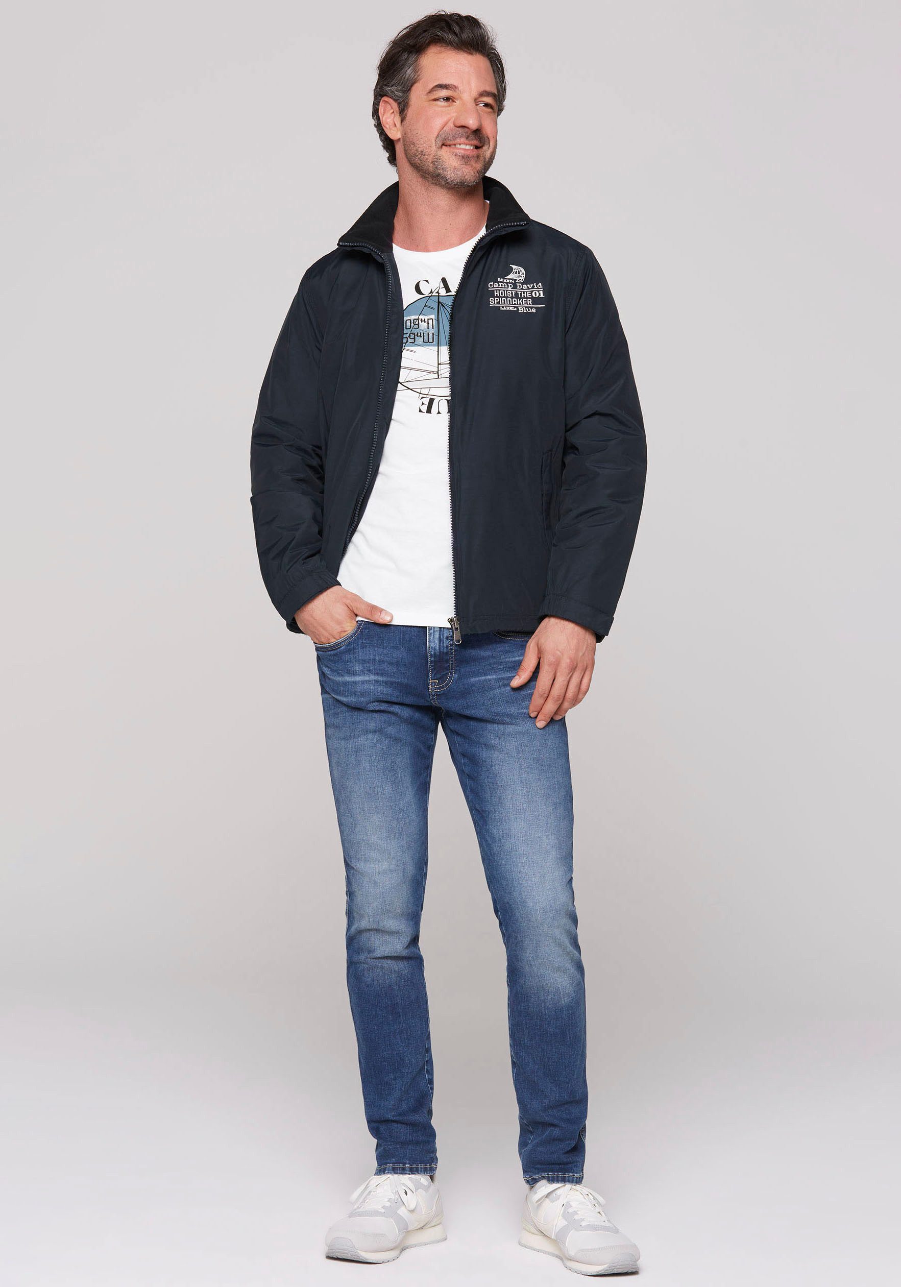 CAMP DAVID Windbreaker met logoborduursels