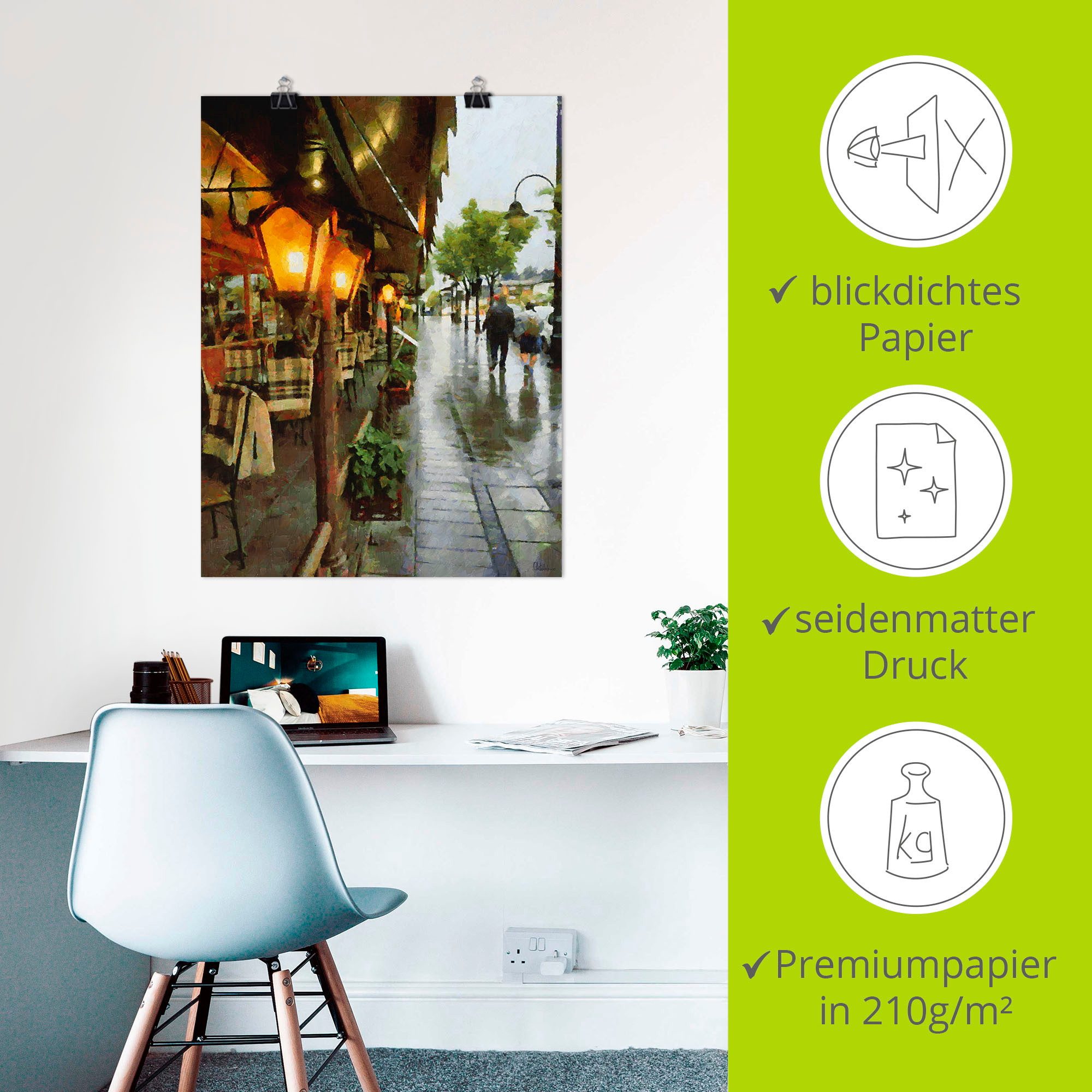 Artland Artprint Restaurant Lampen als artprint van aluminium, artprint voor buiten, artprint op linnen, poster in verschillende maten. maten