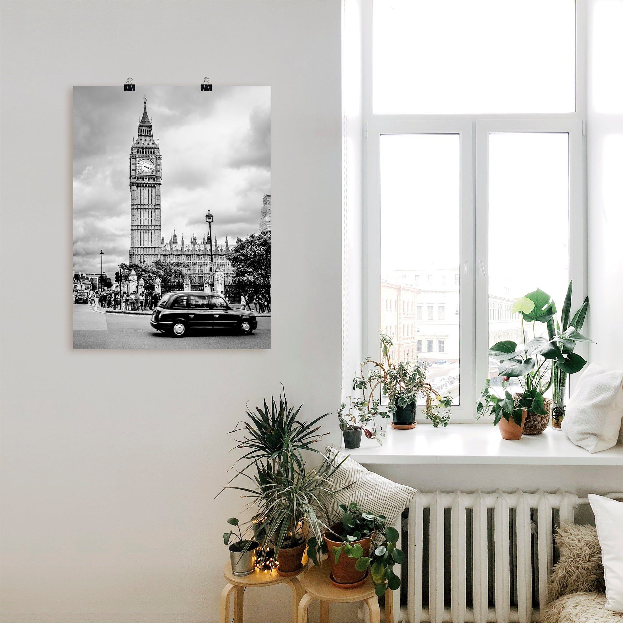 Artland Artprint Londen Taxi en Big Ben als artprint op linnen, poster in verschillende formaten maten