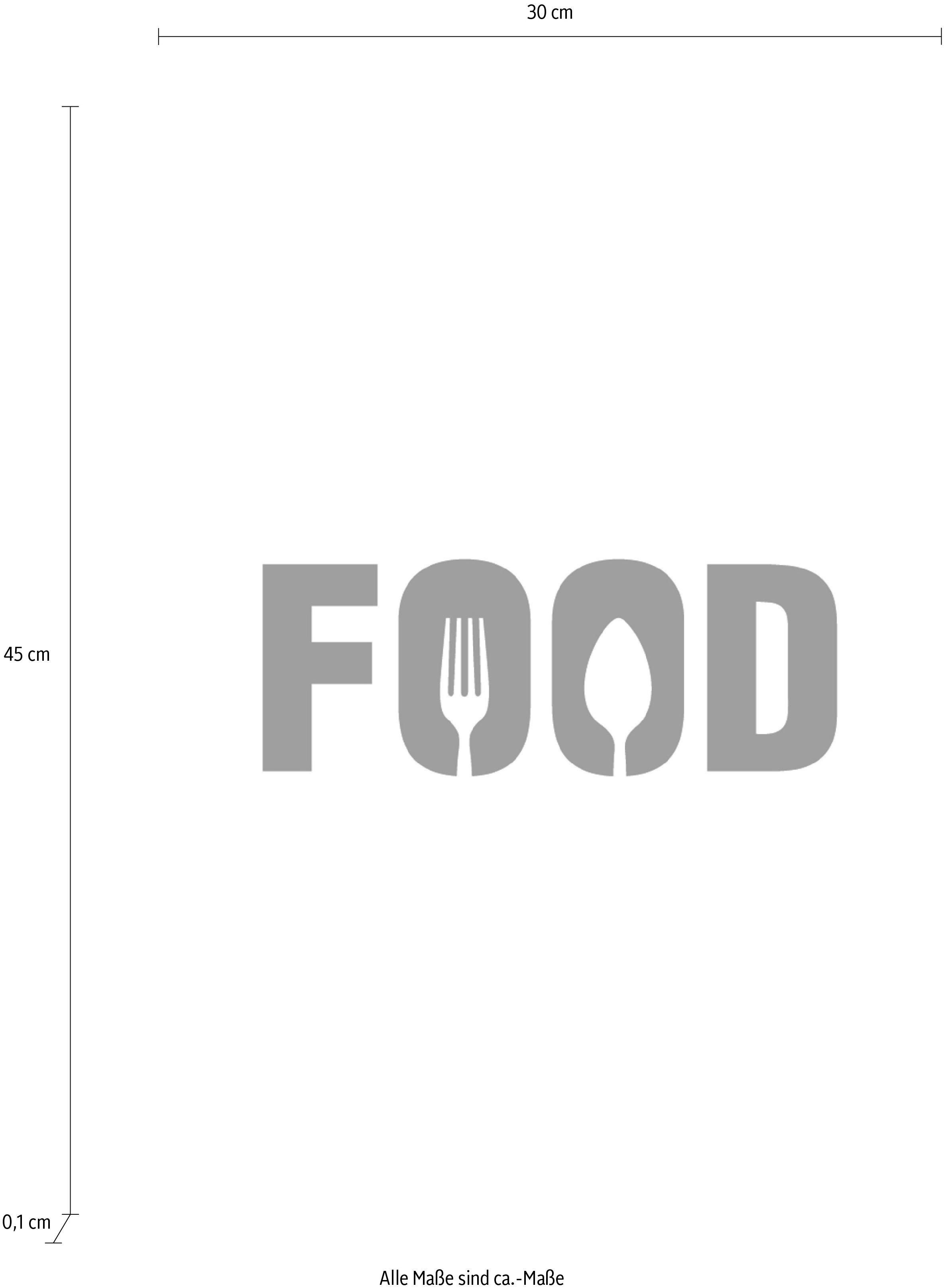 queence Sierobject voor aan de wand FOOD Stalen bord, blikken bord, spreuk, grappig, wanddecoratie, retro, 20x30cm