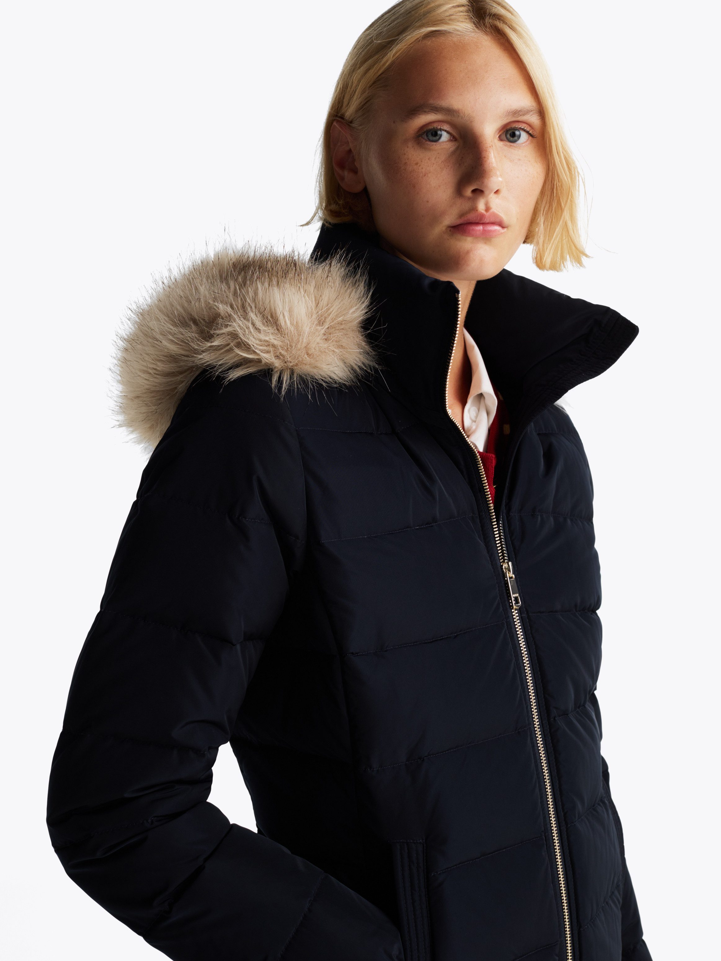 Tommy Hilfiger Gewatteerde jas HERITAGE DOWN TYRA COAT WITH FUR