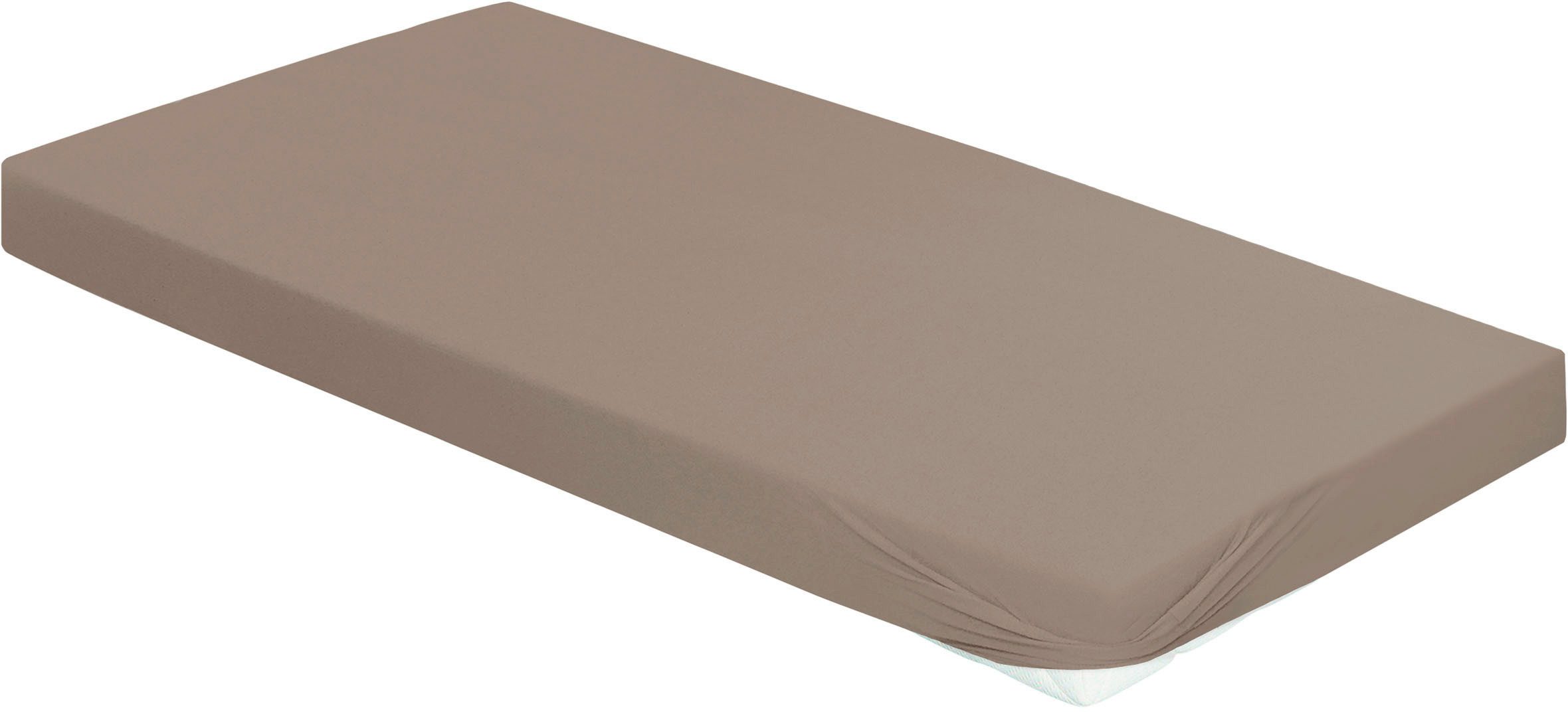 BIERBAUM Hoeslaken Jersey 95% katoen en 5% elastaan voor optimale zachtheid en rekbaarheid (1 stuk) hoeslakens maat 90-100 cm x 200-220 cm bruin
