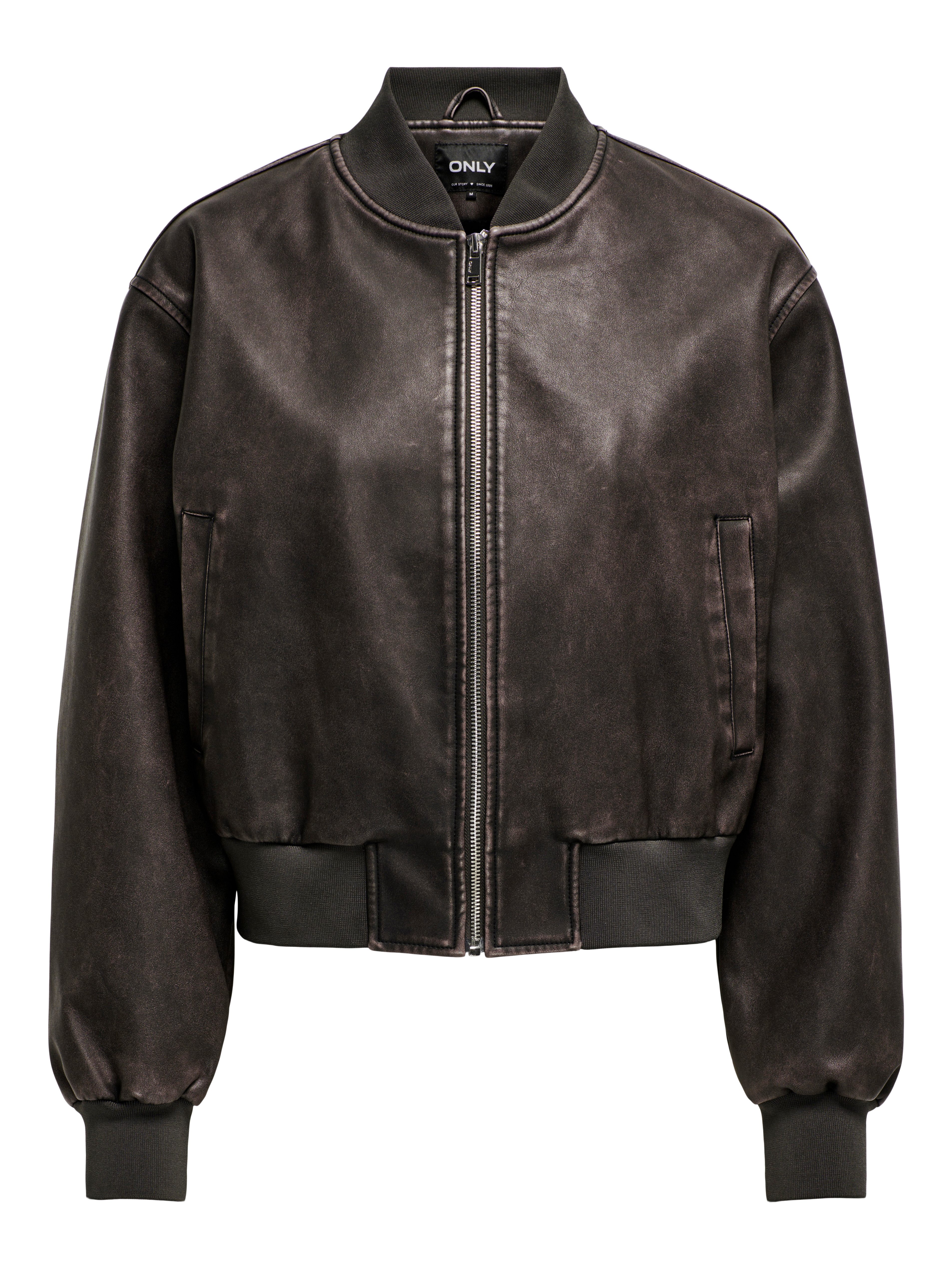 Only Imitatieleren jack ONLJANE FAUX LEATHER WASHED BOMBER OTW