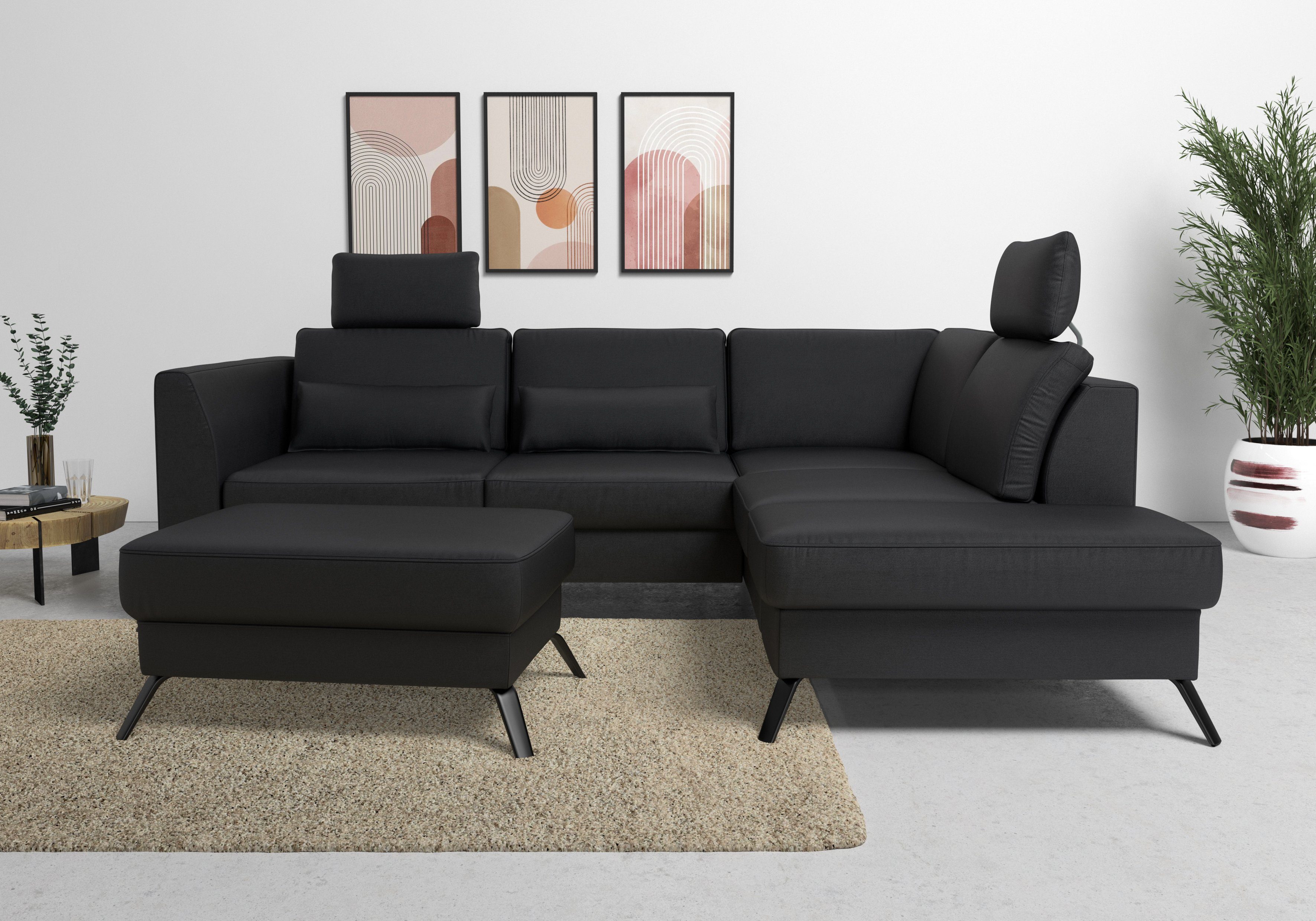 sit&more Hoekbank Olsen L-vorm inclusief zitdiepteverstelling, naar keuze met slaapfunctie, 15 cm hoog