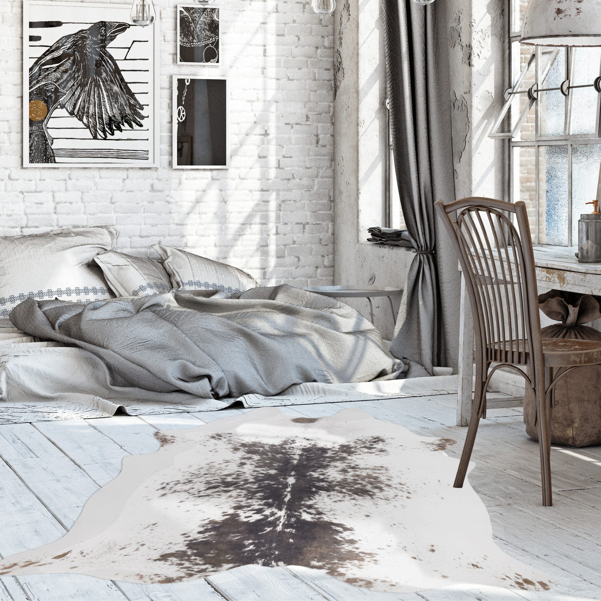 Andiamo Vachtvloerkleed Amarillo Nepbont, gedrukte koeienhuid-look, woonkamer, klantenfavoriet