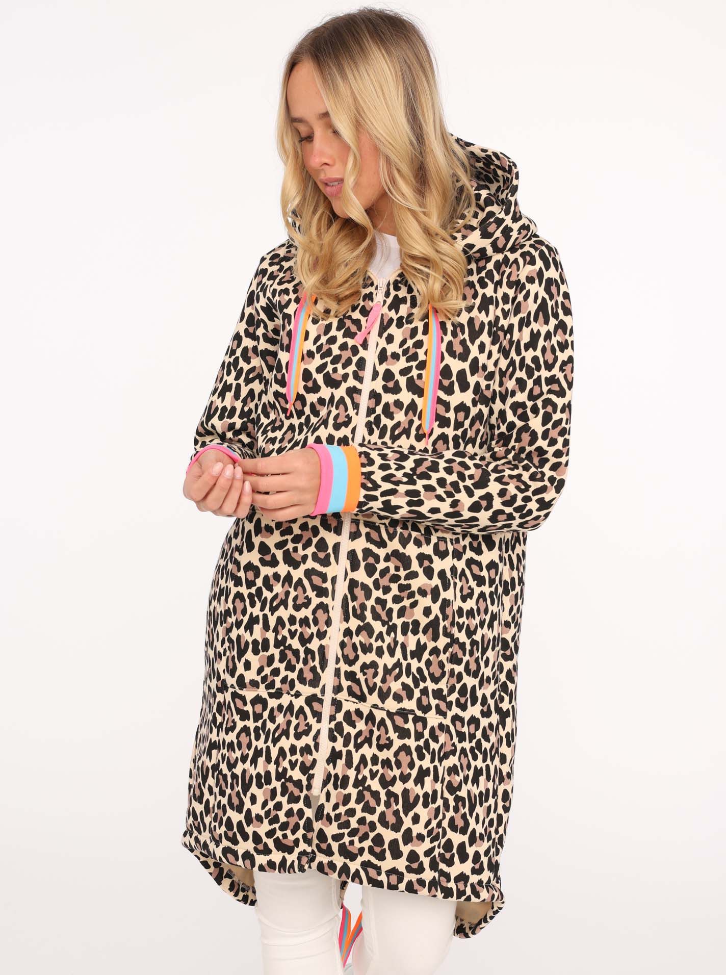 Zwillingsherz Jersey jas Leo Allover Neon Kante met capuchon en zakken, neondetails