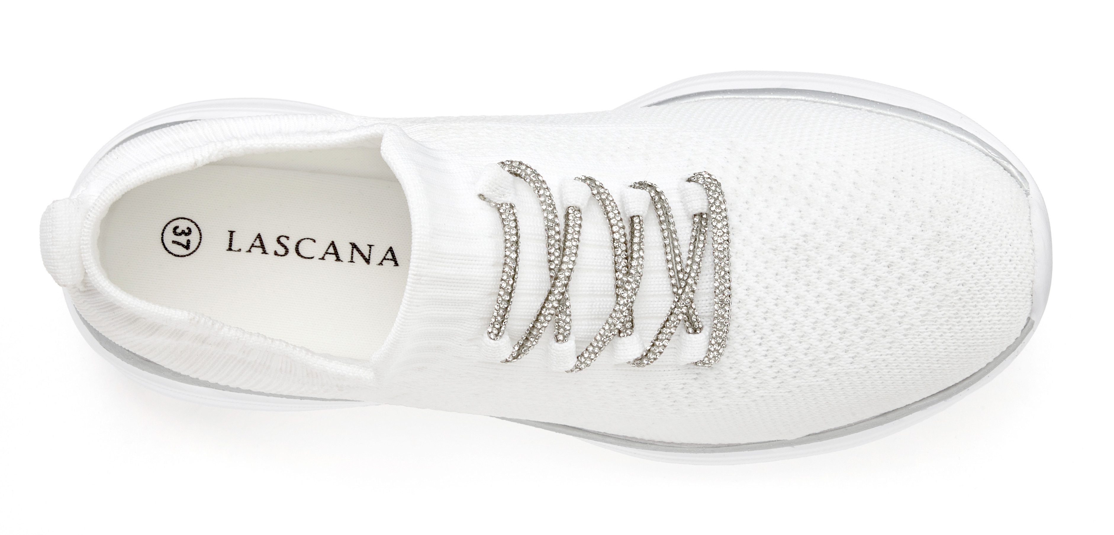 Lascana Sneakers met modieuze glinsterende veters vegan