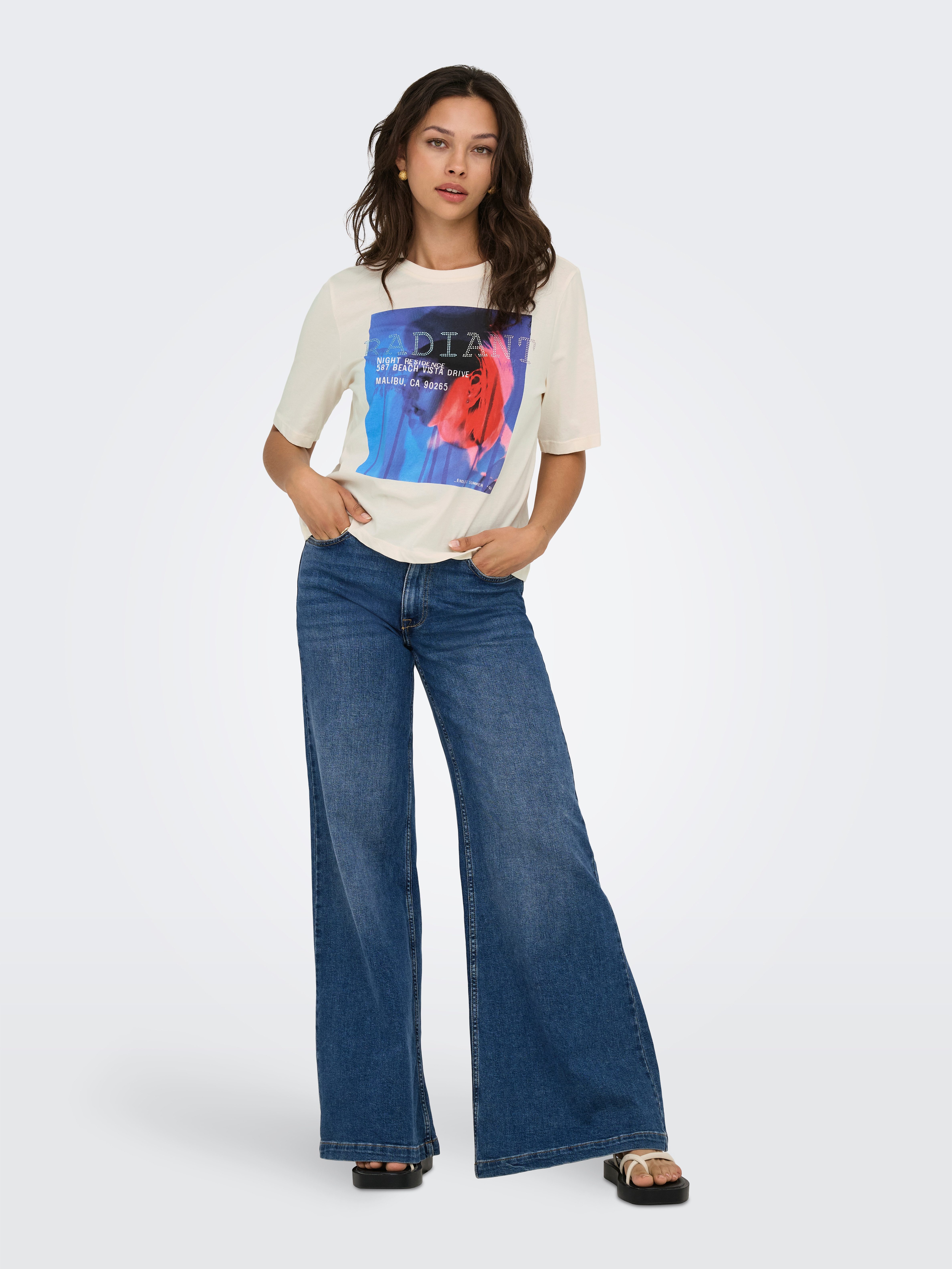 Only Shirt met korte mouwen ONLHAVANNA LIFE S/S VIBE TOP BOX JRS