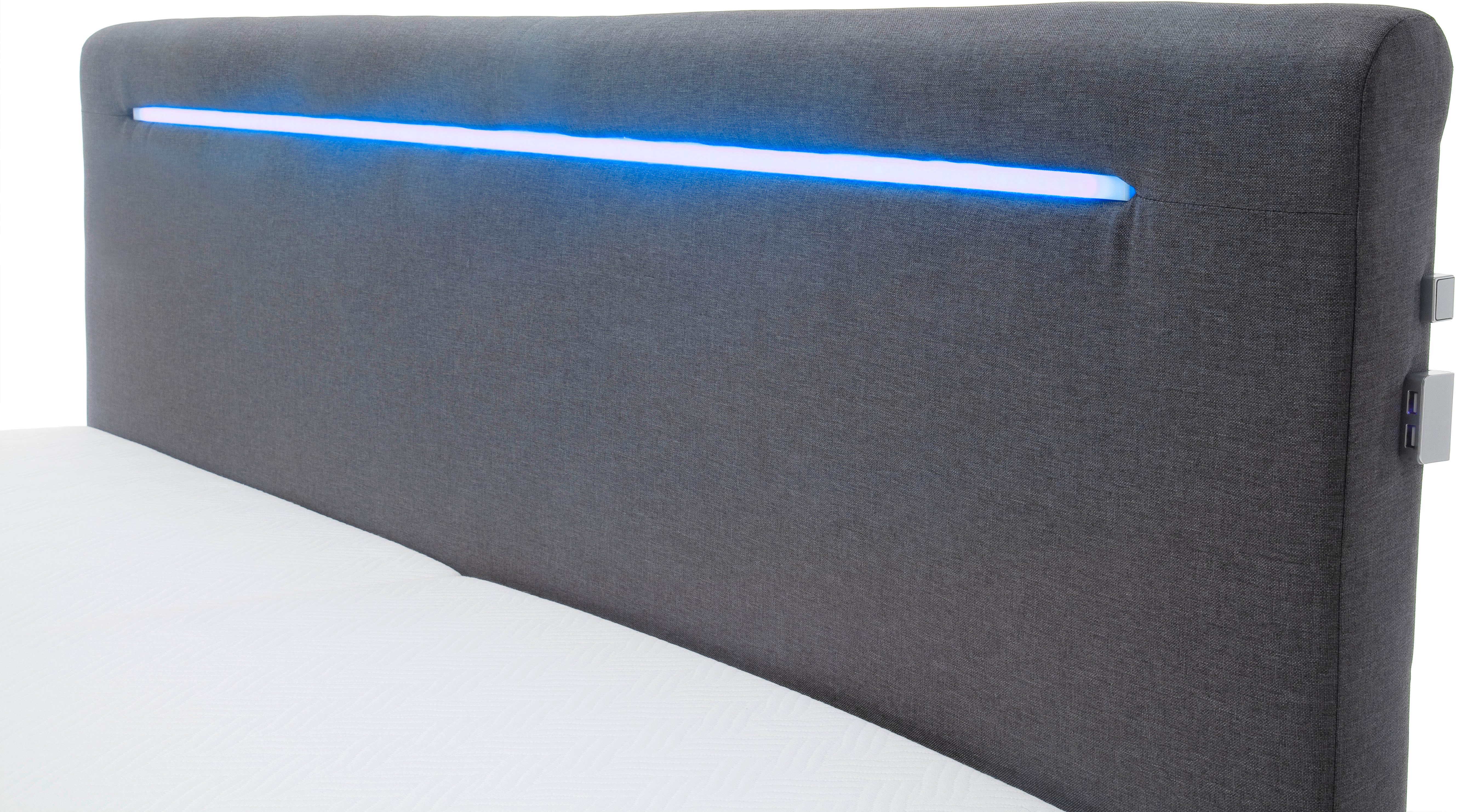 meise.möbel Boxspring Las Vegas Voeten en hoofdbord met ledverlichting, met bedkist en topmatras