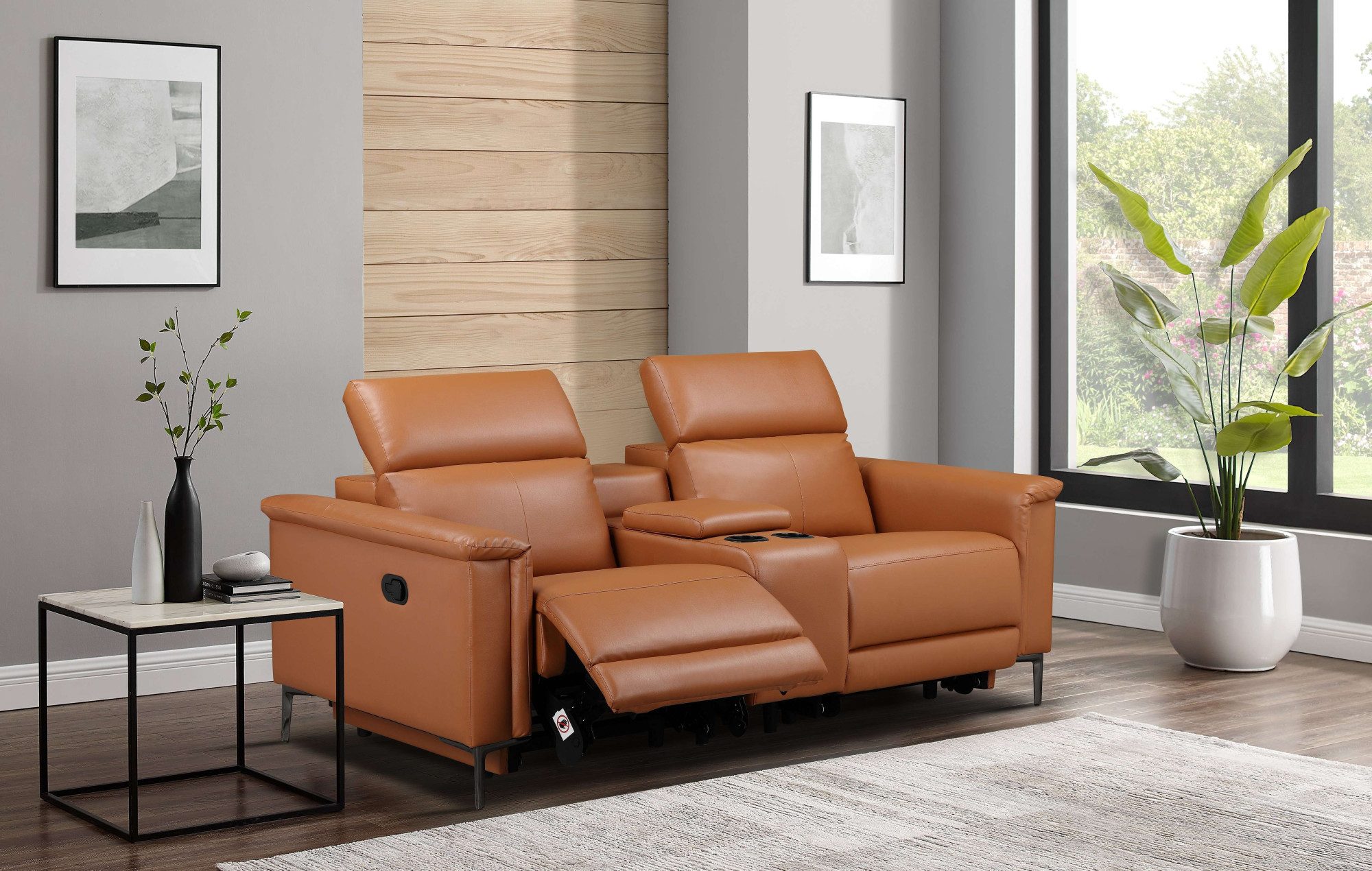 Places of Style 2-zitsbank Lund, 2-zits bioscoopbank, tv-fauteuil, multimedia-sofa, USB-A met elektrische of handmatige relaxfunctie, bekerhouder en opbergruimte