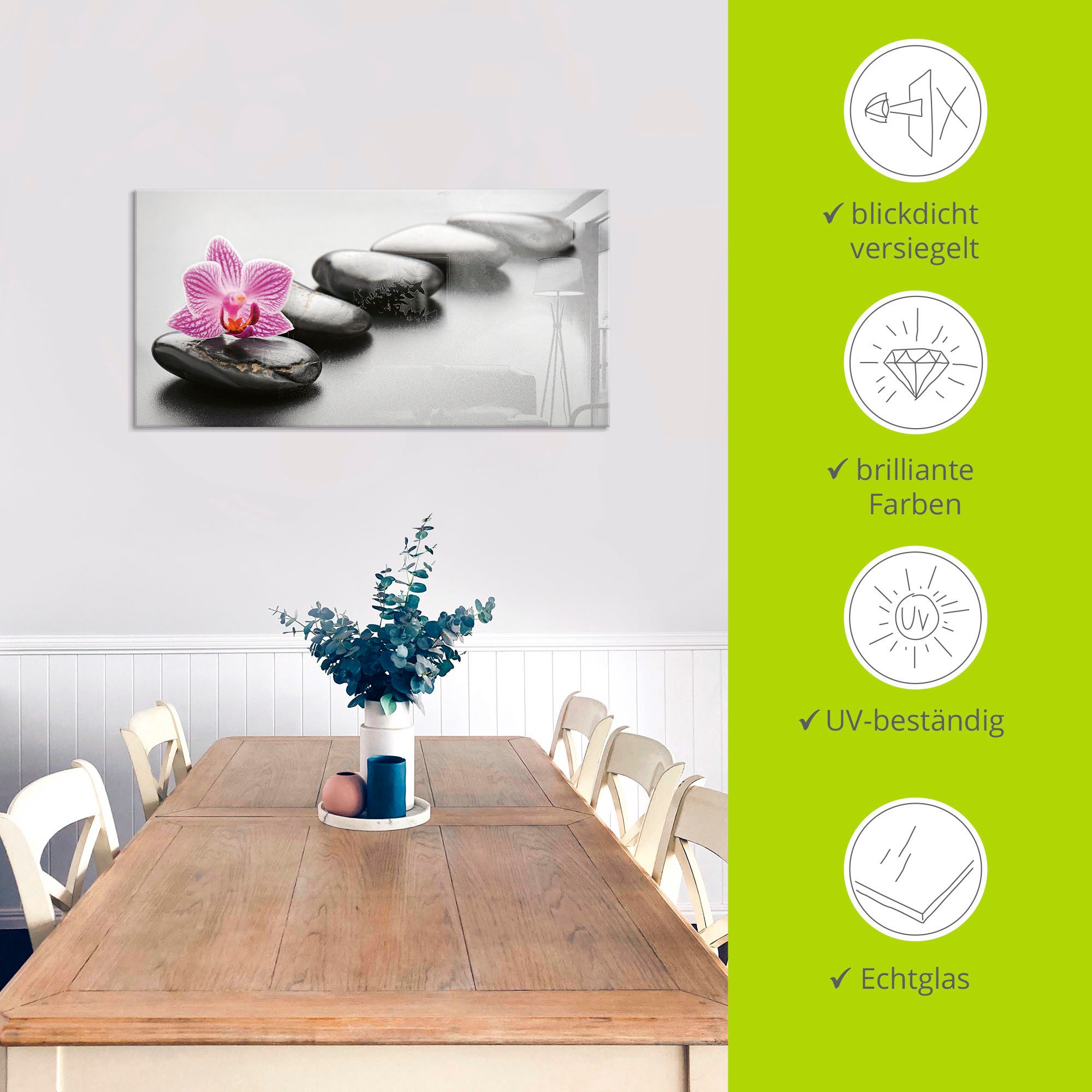 Artland Print op glas Spa-concept met zen stenen en orchidee