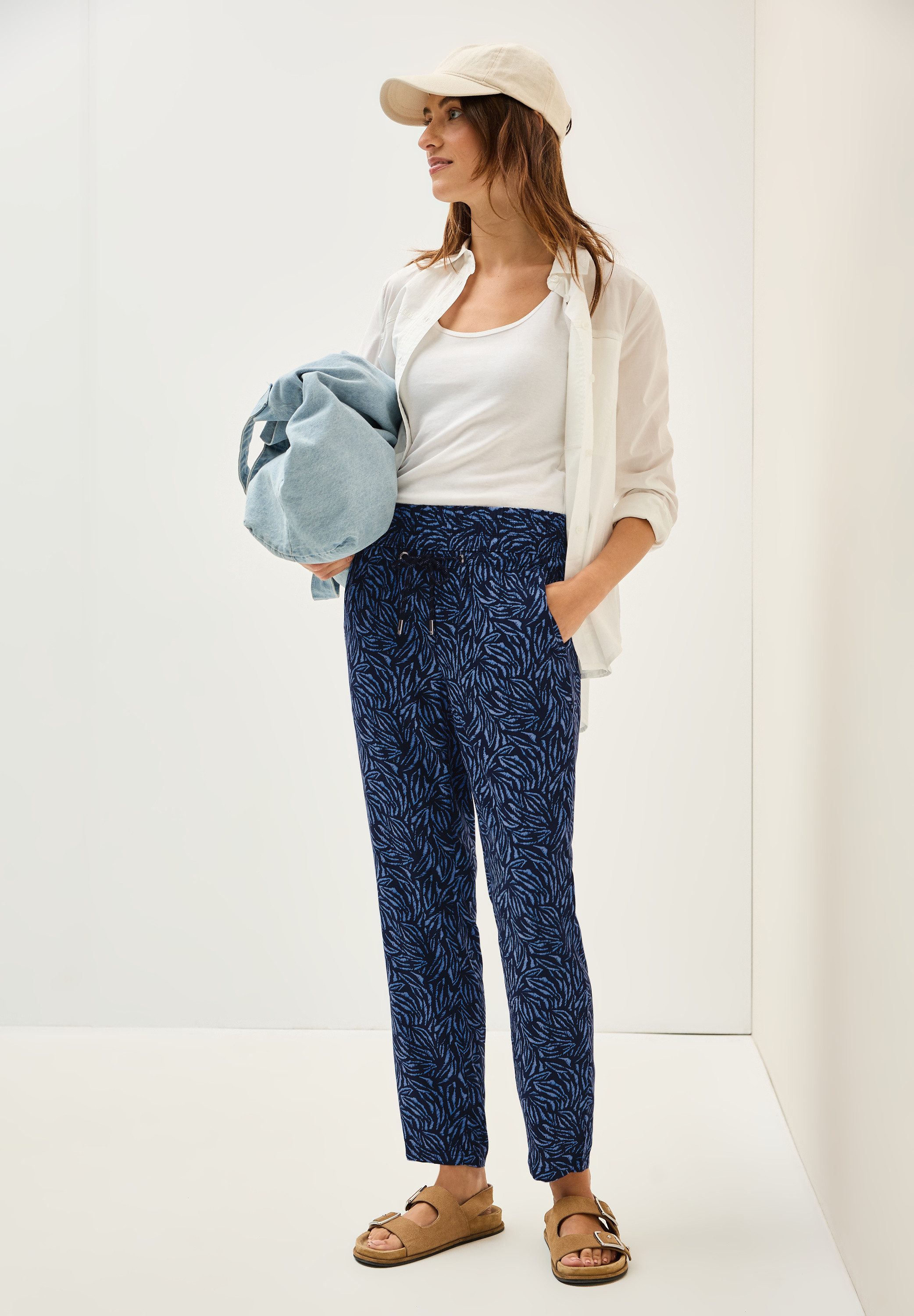 Cecil Stoffen broek Stijl Chelsea met motief en met trekkoord