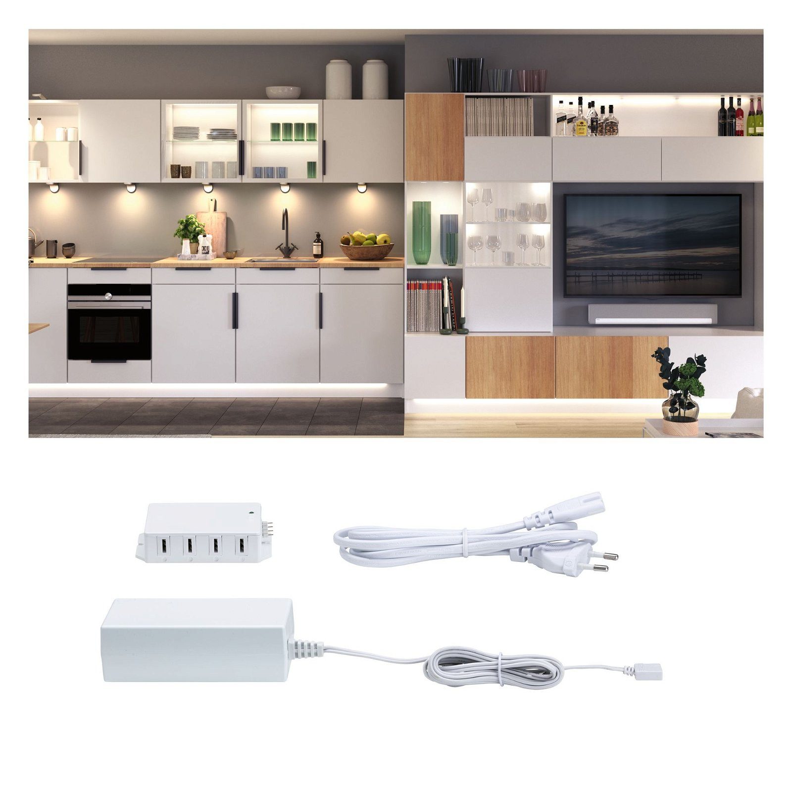 Paulmann Verlichting voor onderkast Clever Connect trafo max. 36W 12V DC incl. 8-voudige verdeler wit (1 stuk)
