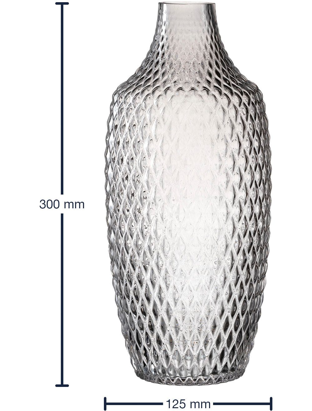 LEONARDO Tafelvaas Decoratieve vaas POESIA, reliëflook van glas, handgemaakt, hoogte ca. 30 cm (1 stuk)