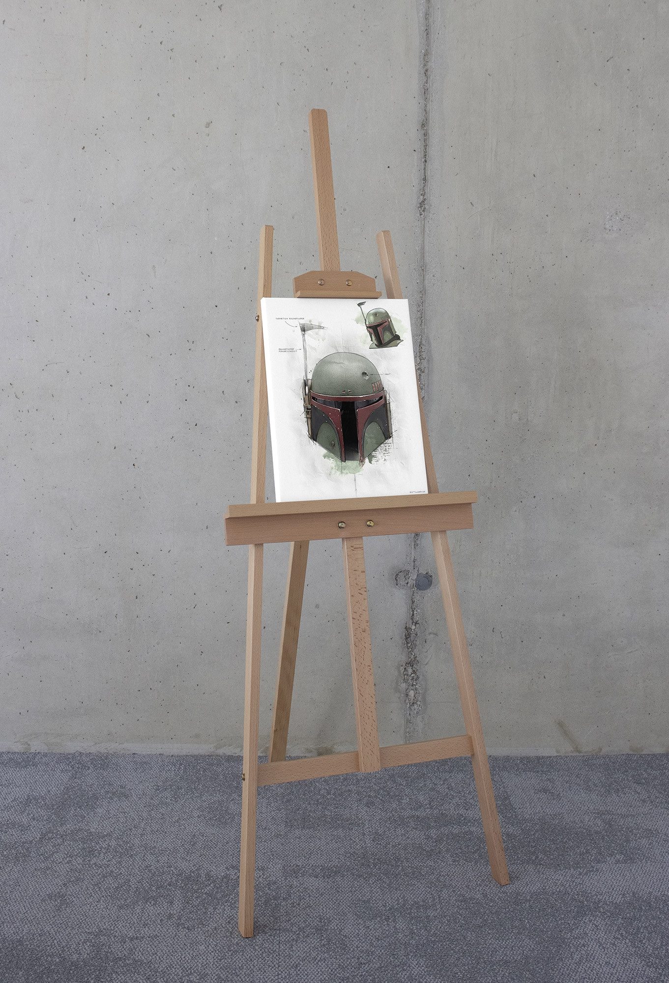 Komar Artprint op linnen Star Wars Boba Fett Helmet Sketch 300 x 280 cm (breedte x hoogte) - behang, vlies, woonkamer, slaapkamer (1 stuk)