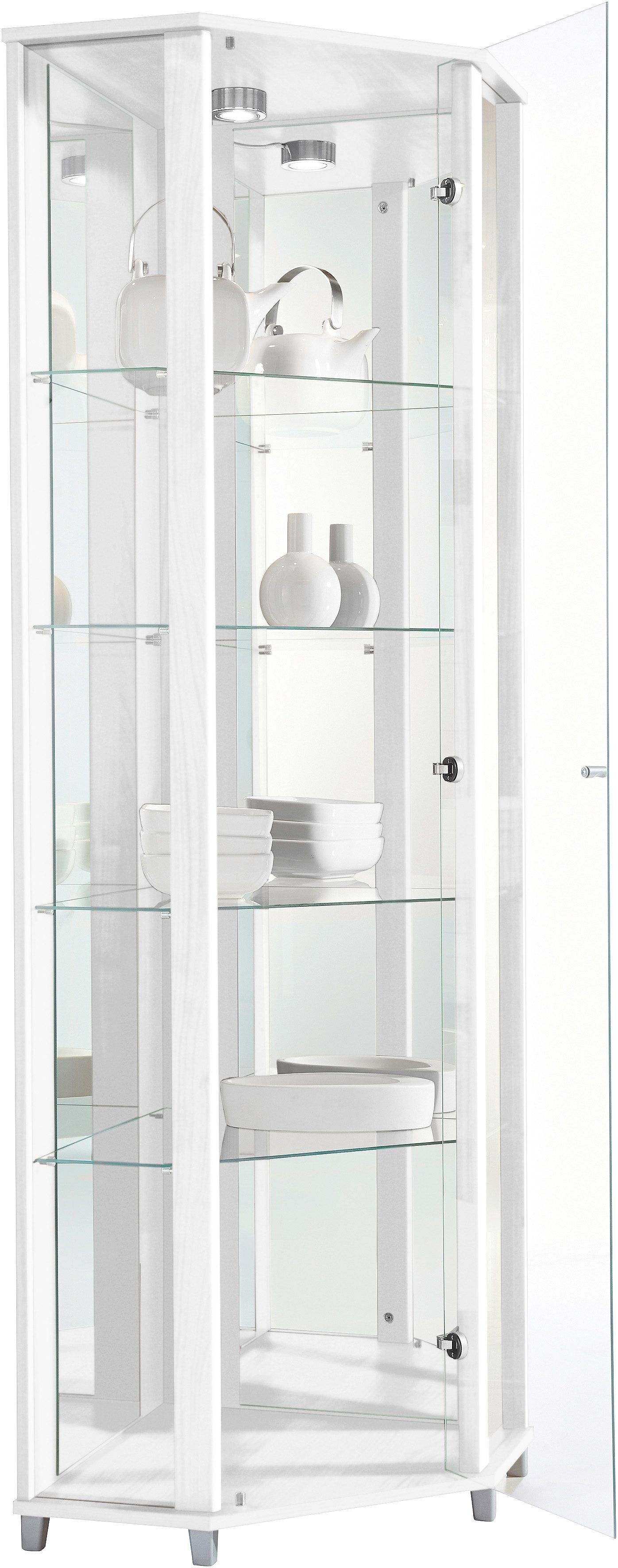 fif möbel Hoekvitrinekast TRIO hoogte ca. 172 cm, incl. verlichting Hoekvitrine/Glasvitrine 1x Glazen deur, perfect voor verzamelaars, verzamelvitrine