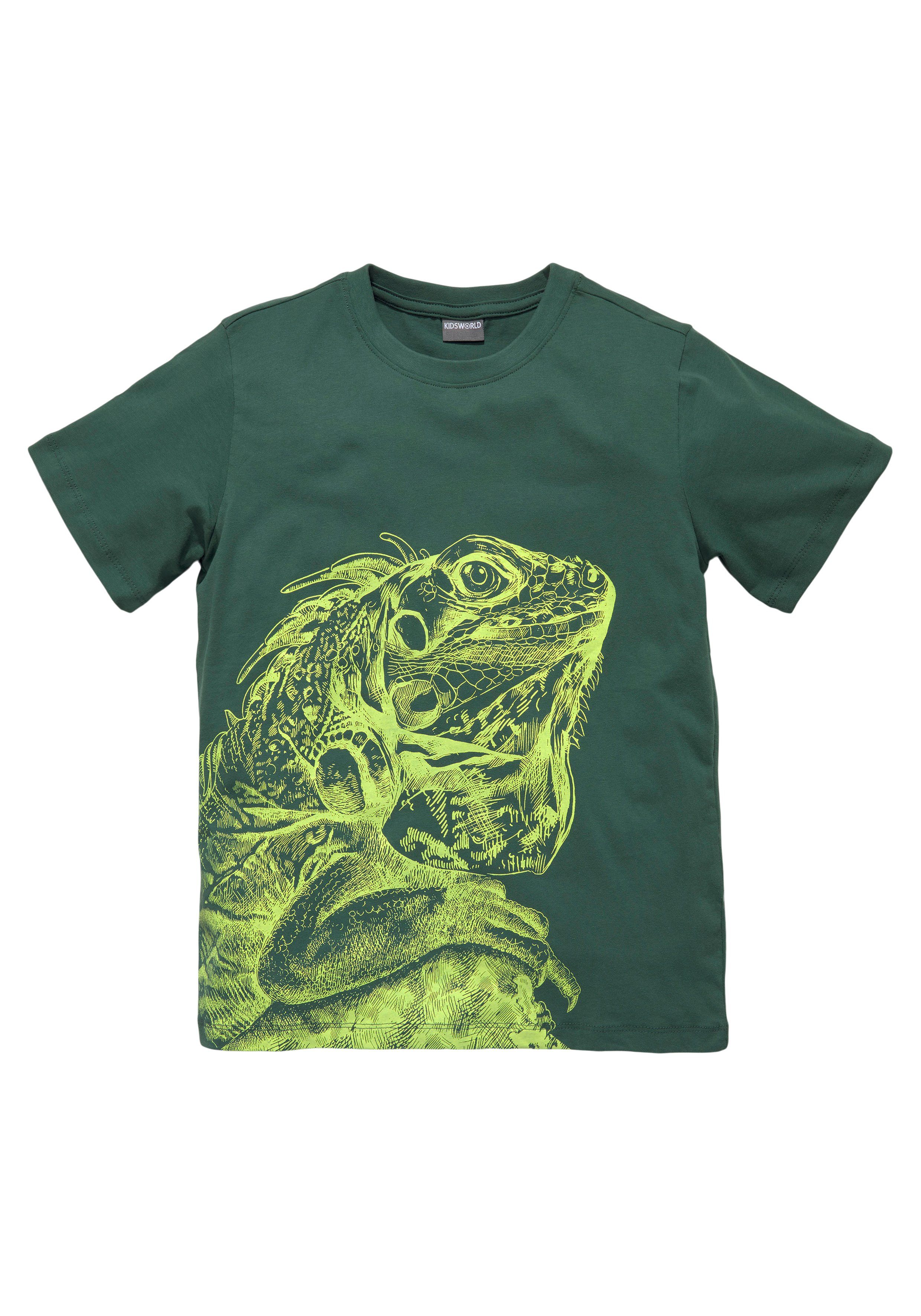 KIDSWORLD T-shirt GECKO Korte mouwen, basic pasvorm, bedrukt, ronde hals