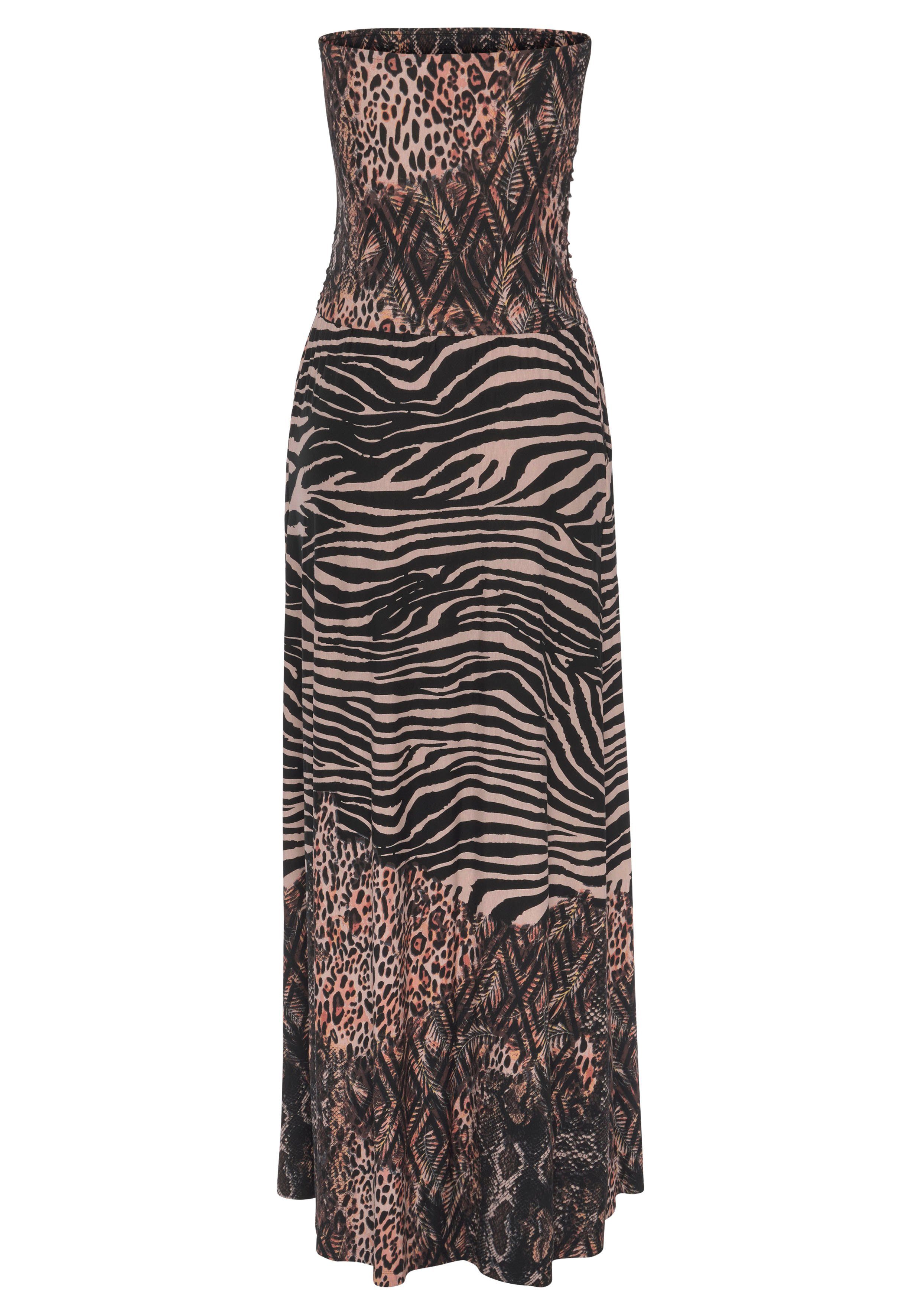 Lascana Maxi-jurk met animalprint, bandeau-jurk, zomerjurk, schoudervrij