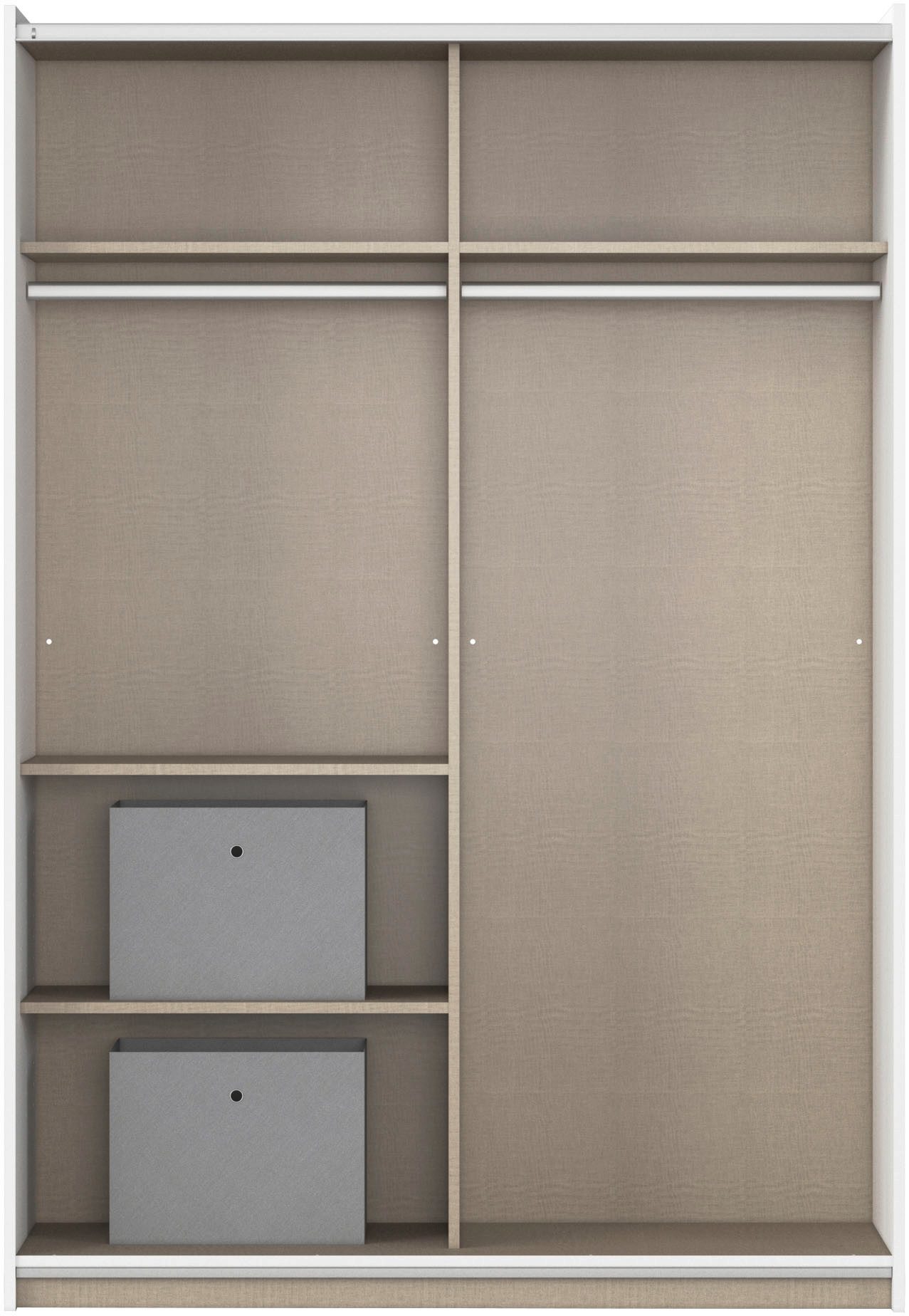 rauch Zweefdeurkast Kledingkast kast garderobe REFLECT inclusief praktische binneninrichting met 2 stoffen dozen made in germany