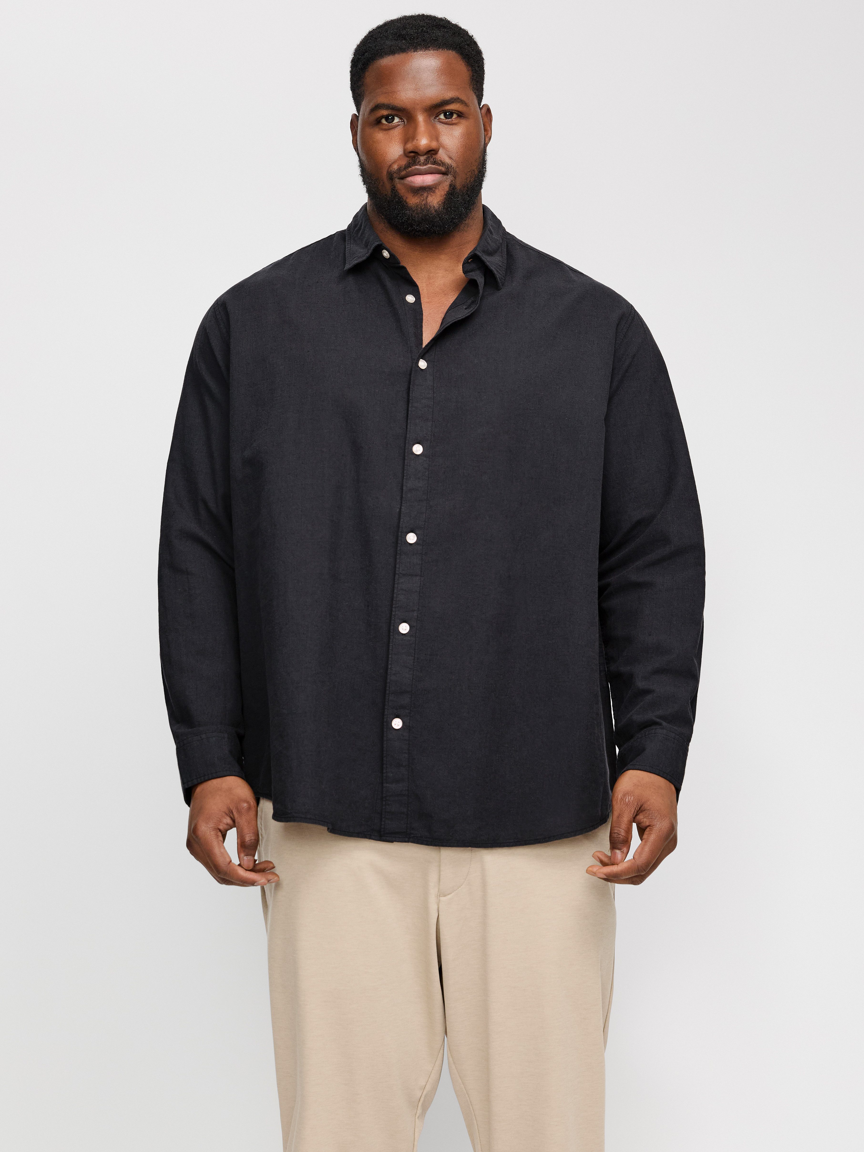 Jack & Jones PlusSize Overhemd met lange mouwen JJEBREEZE SHIRT LS SN PLS heren overhemden maat 4XL zwart