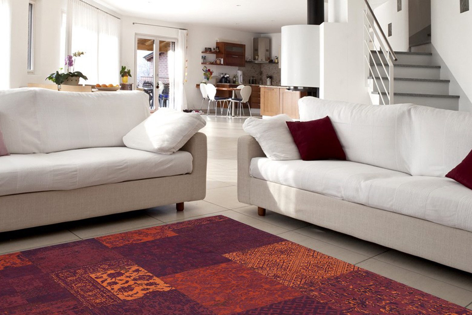 Kayoom Vloerkleed Symphony 160 Platweefsel, puur katoen, woonkamer