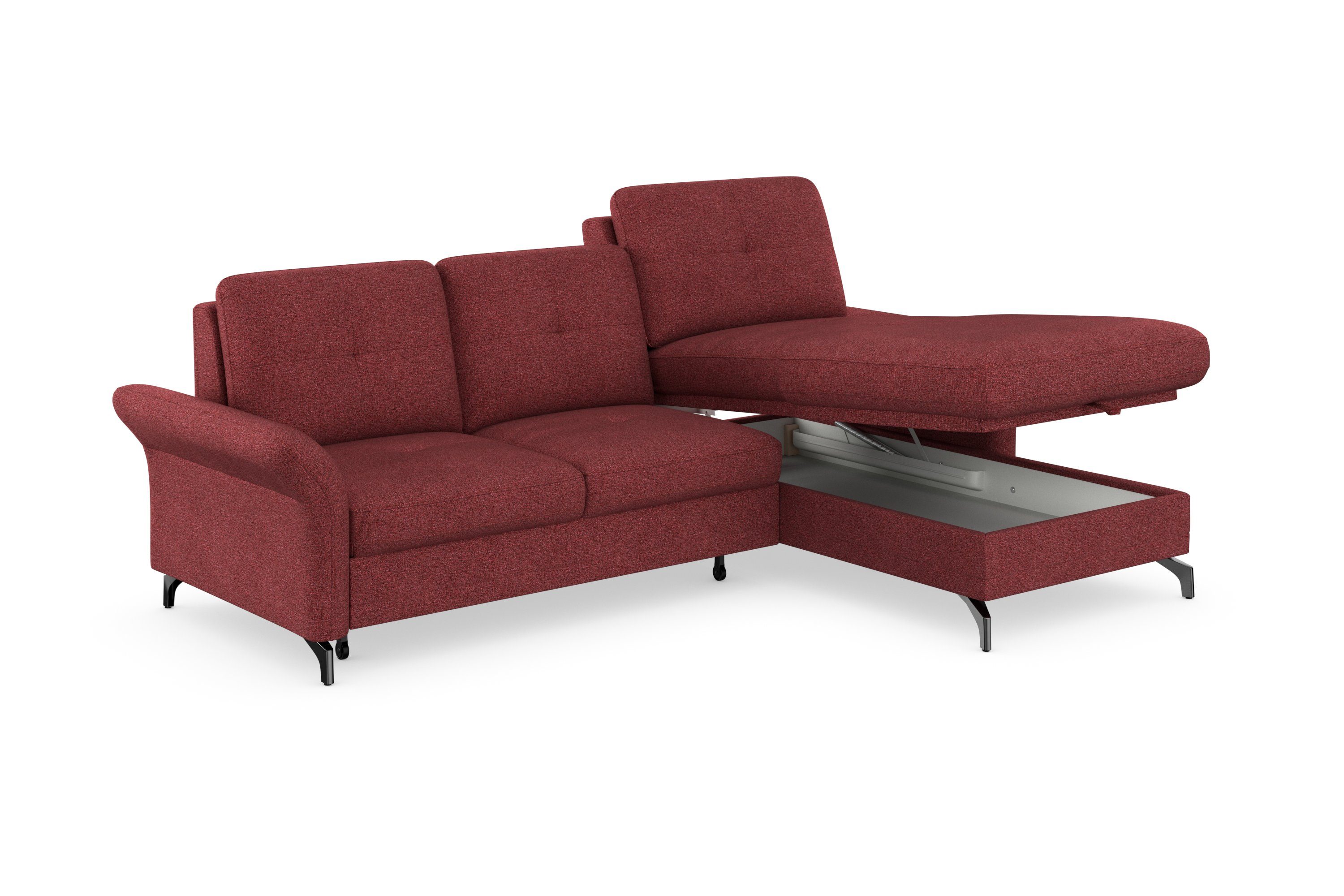 Places of Style Hoekbank Calando L-vorm naar keuze met slaapfunctie, bedkist en armleuning