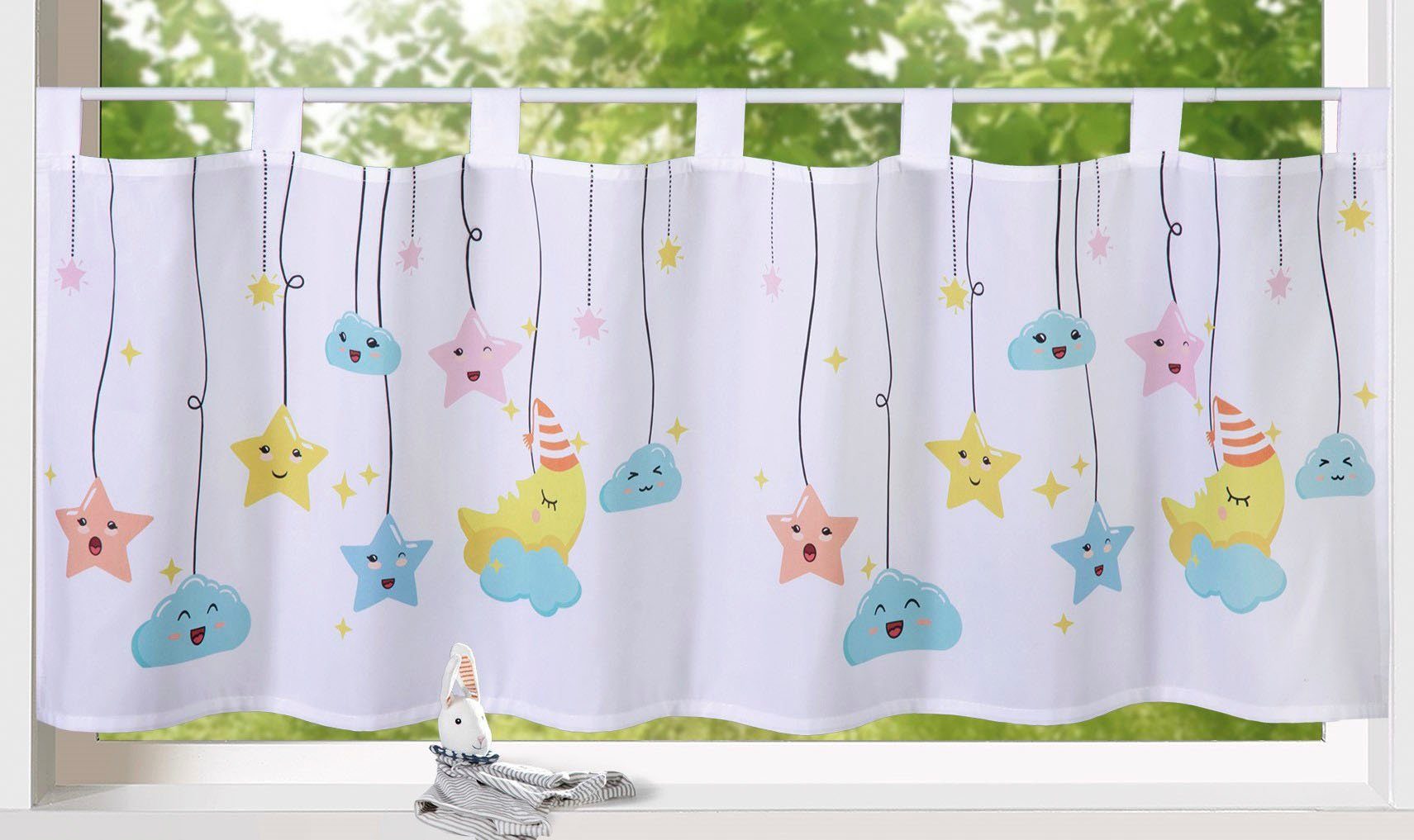Weckbrodt Valletje EMMA Bistro, voile, kinderen, bedrukt, HxB 45x120cm, gordijn, store (1 stuk)