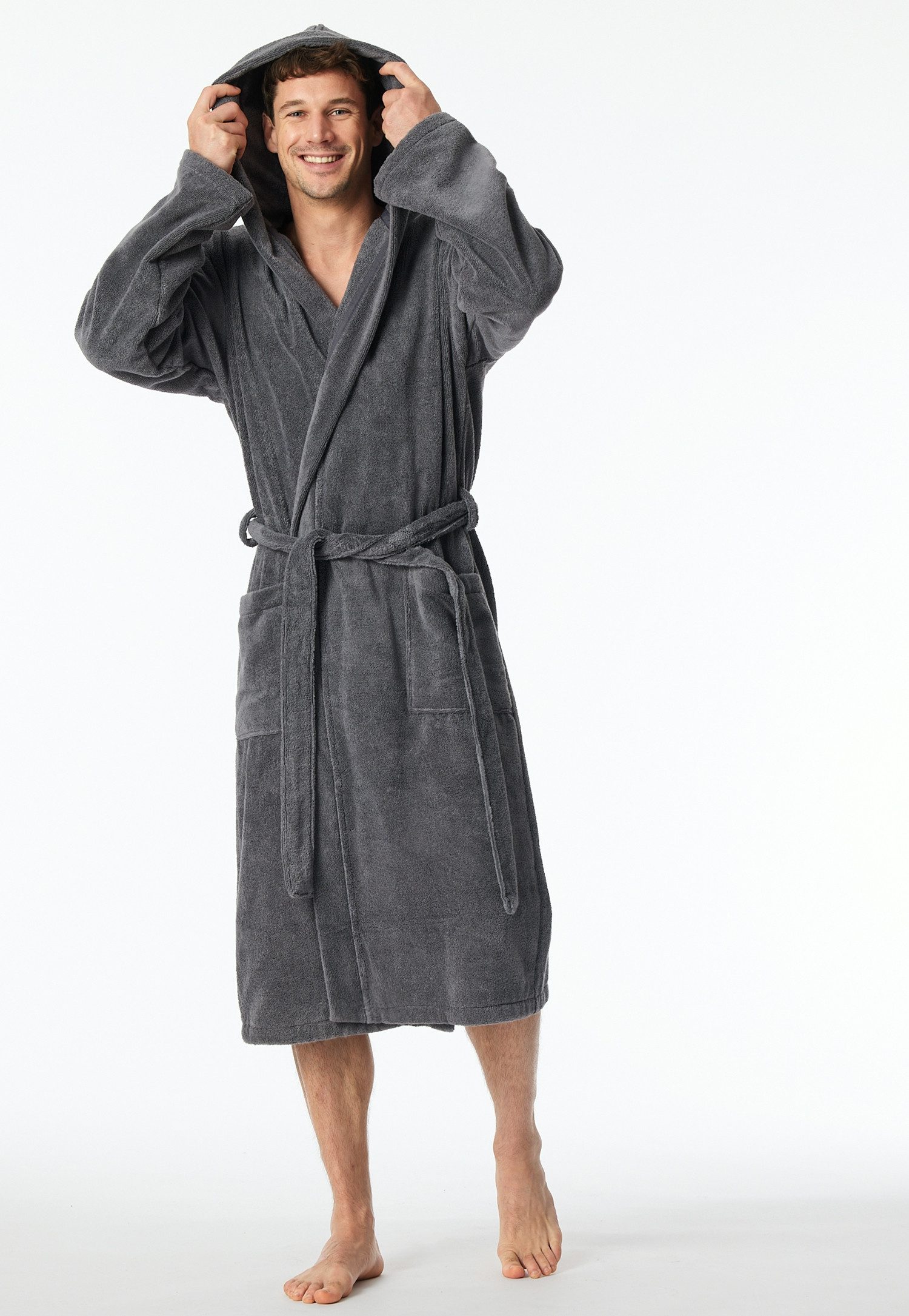 Schiesser Herenbadjas Essentials in zachte comfortabele frottee-kwaliteit