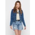 only jeansjack tia in lichte used-wassing met stretch blauw