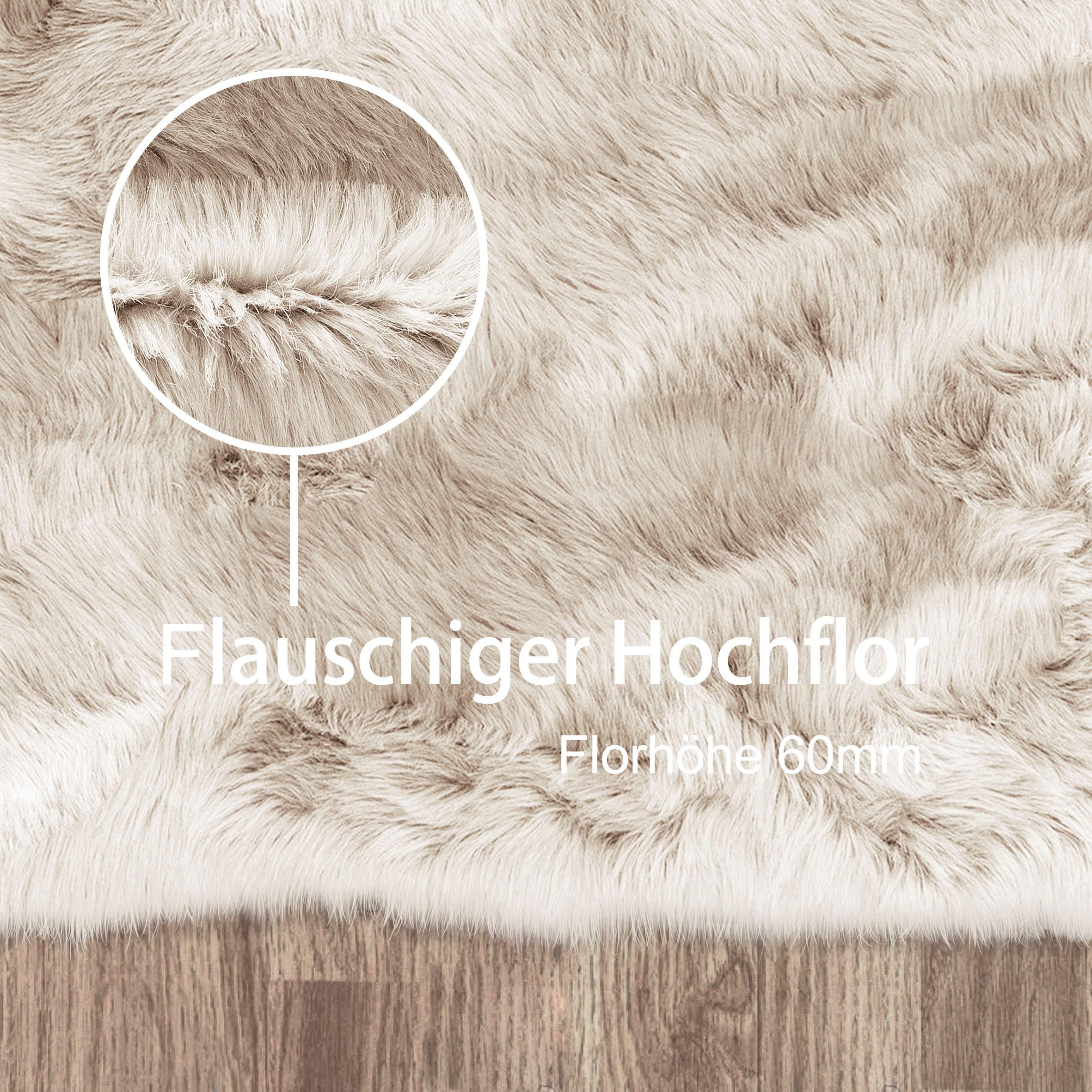 my home Hoogpolig vloerkleed Valeria schapenvacht tapijt knuffelig Imitatiebont, zachte vloerkleden, woonkamer, slaapkamer, eetkamer