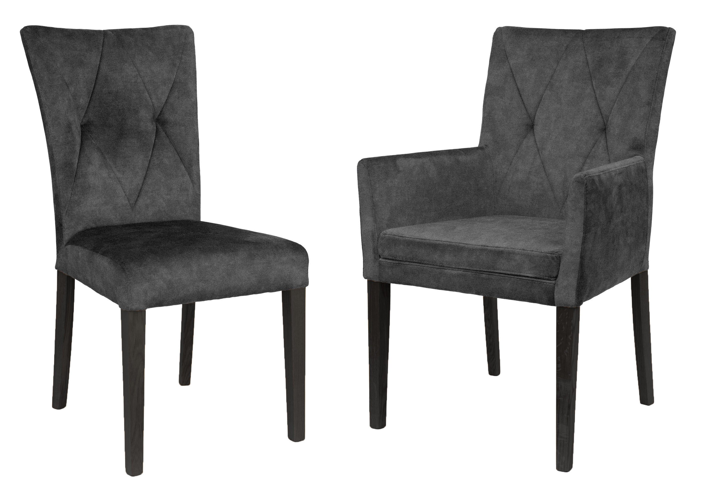 Home affaire Stoel met 4 poten Diamond Zitting en rugleuning zacht verdikt (set, 2 stuks)