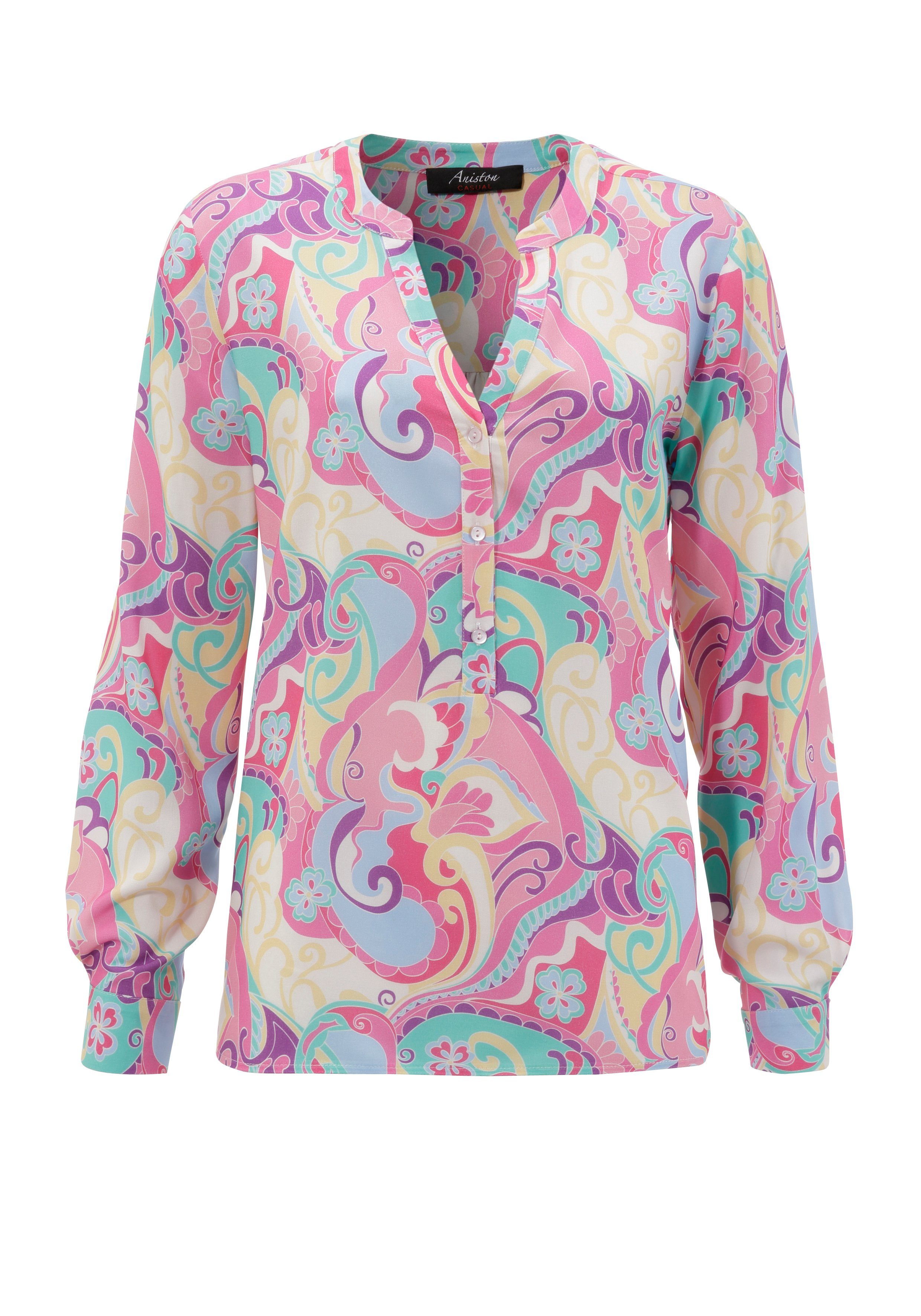 Aniston CASUAL Blouse zonder sluiting met grafische print in 2 kleurcombinaties
