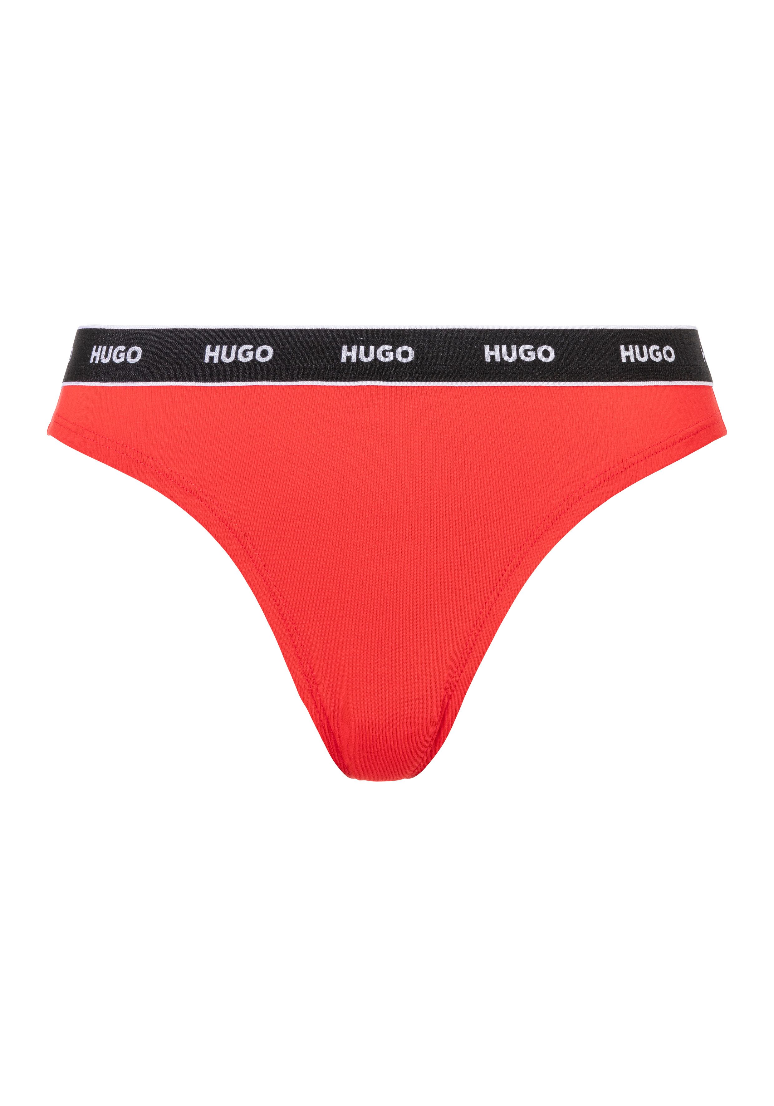 HUGO underwear T-string TRIPLET THONG STRIPE met logo-opschrift op de band (set 3 stuks 3)