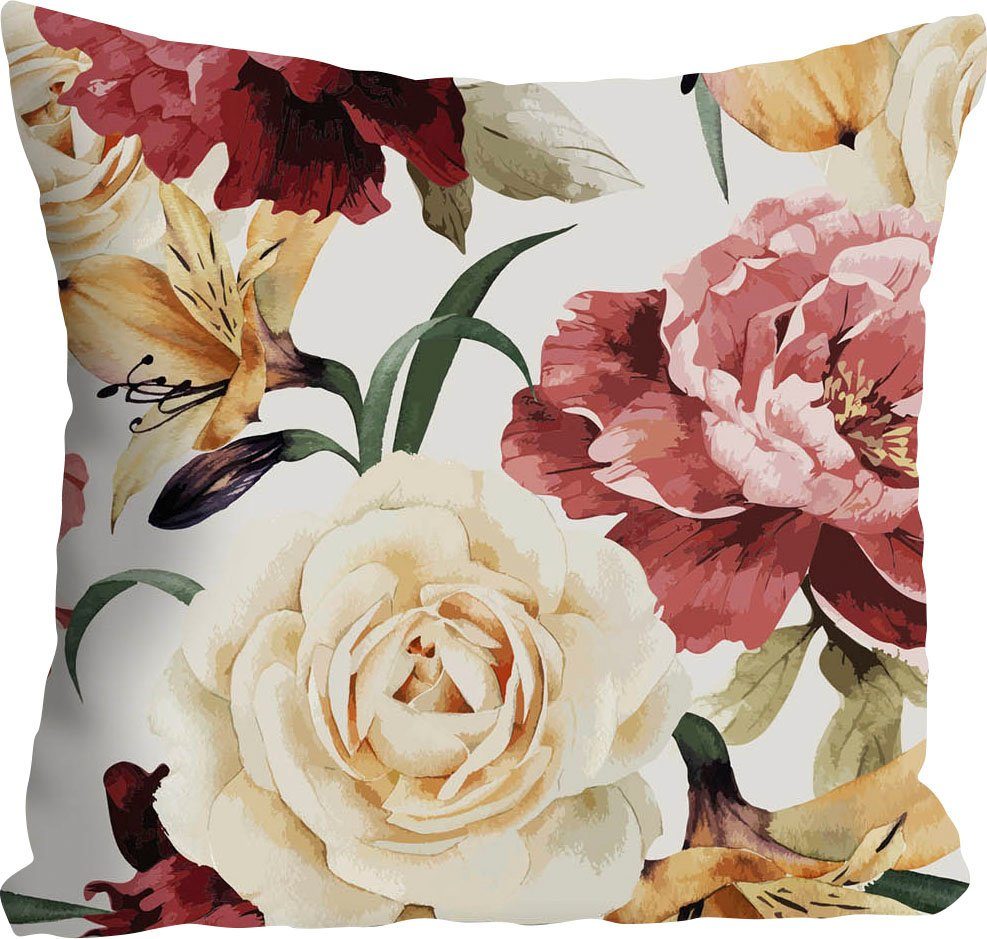 queence Sierkussen Larissa Kussenhoes, bloemen, bloesems, floraal ontwerp, natuurmotief, zacht, kleurrijk (1 stuk)