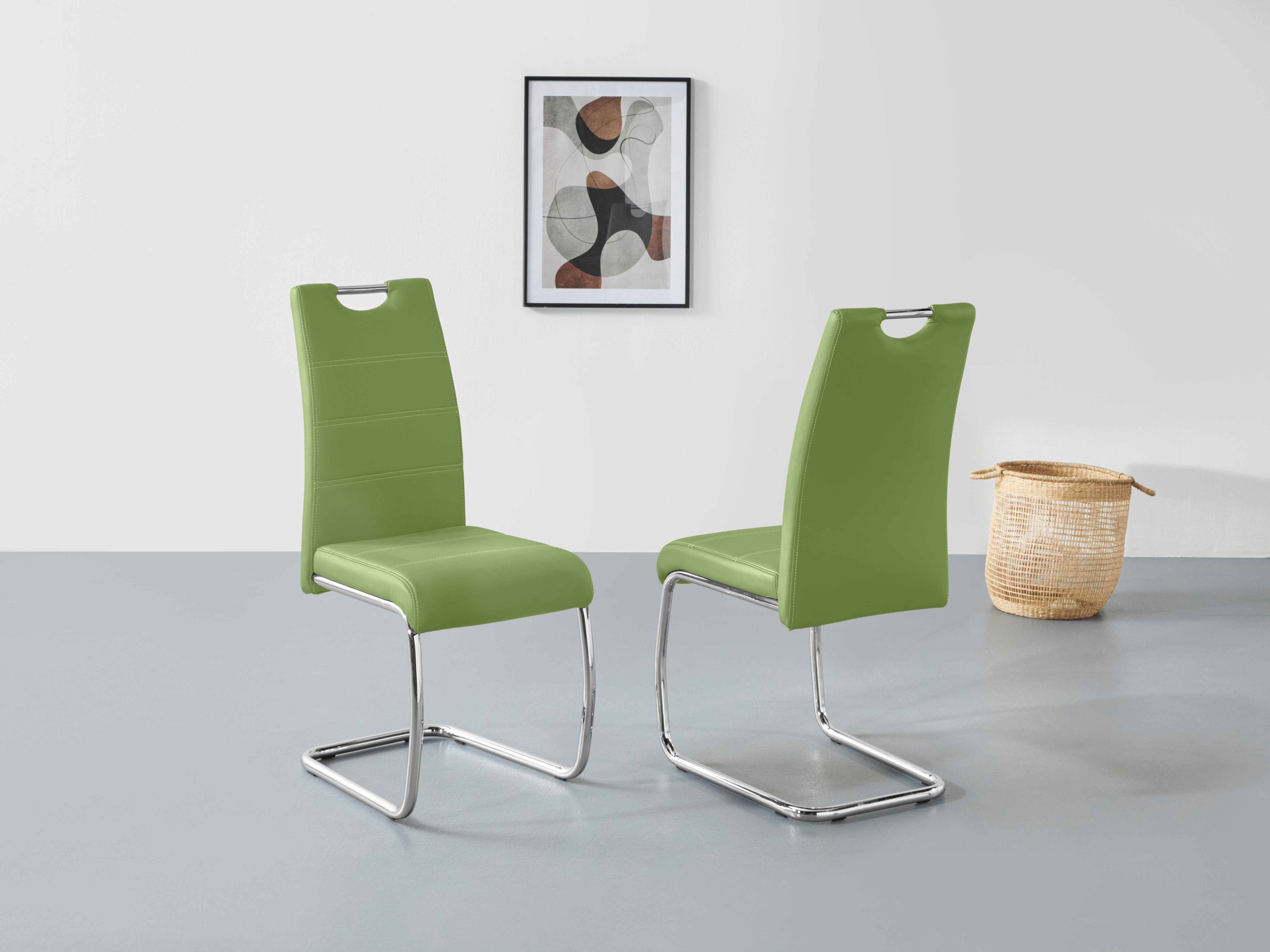 HELA Vrijdragende stoel FLORA 1, 2 of 4 stuks, vrijdragende stoel zweefstoelen groen