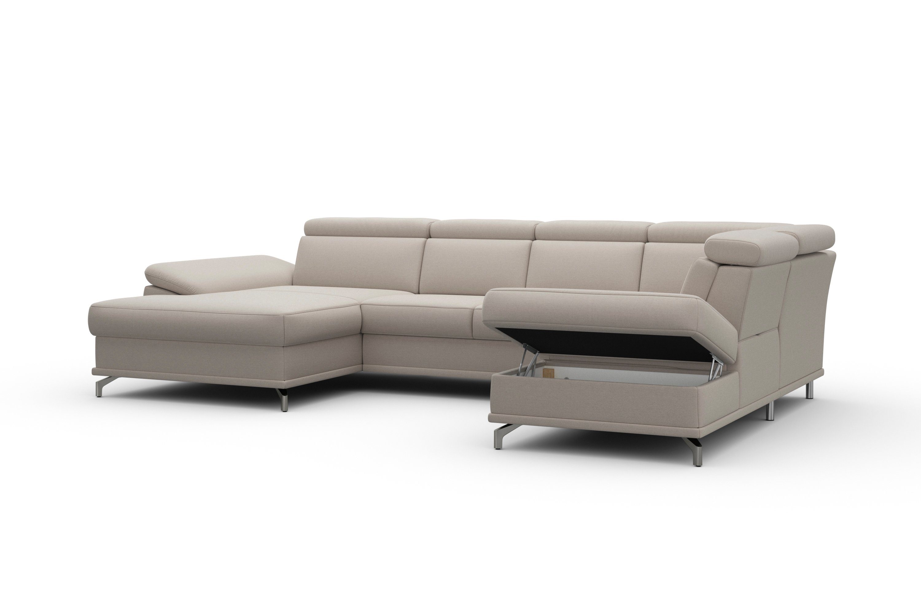 sit&more Zithoek Cabrio U-vorm, met zitdiepteverstelling, arm- en hoofdsteunverstelling