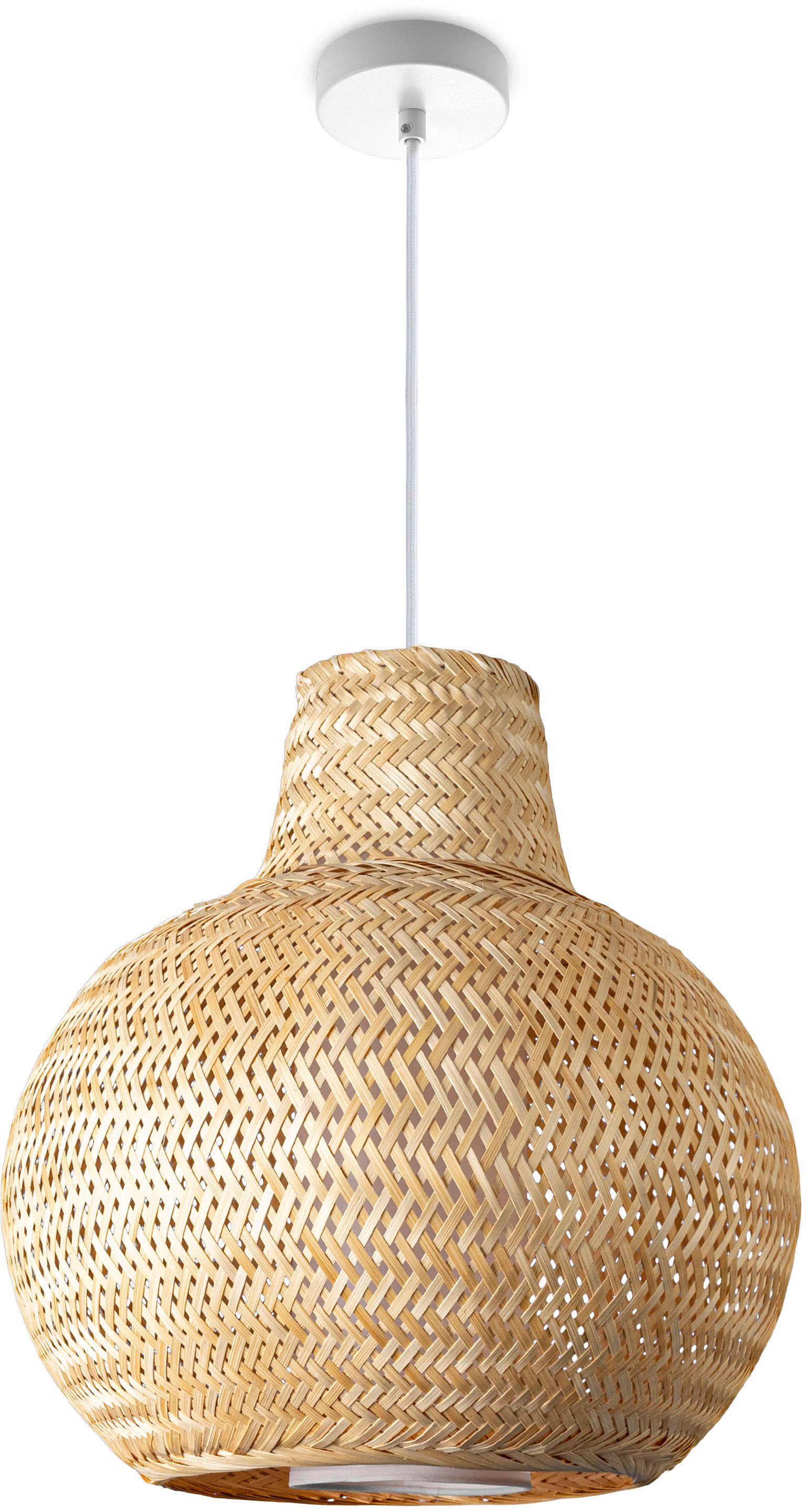 Paco Home Hanglamp TOPU Bamboe hanglamp korf Boho rustiek natuur E27