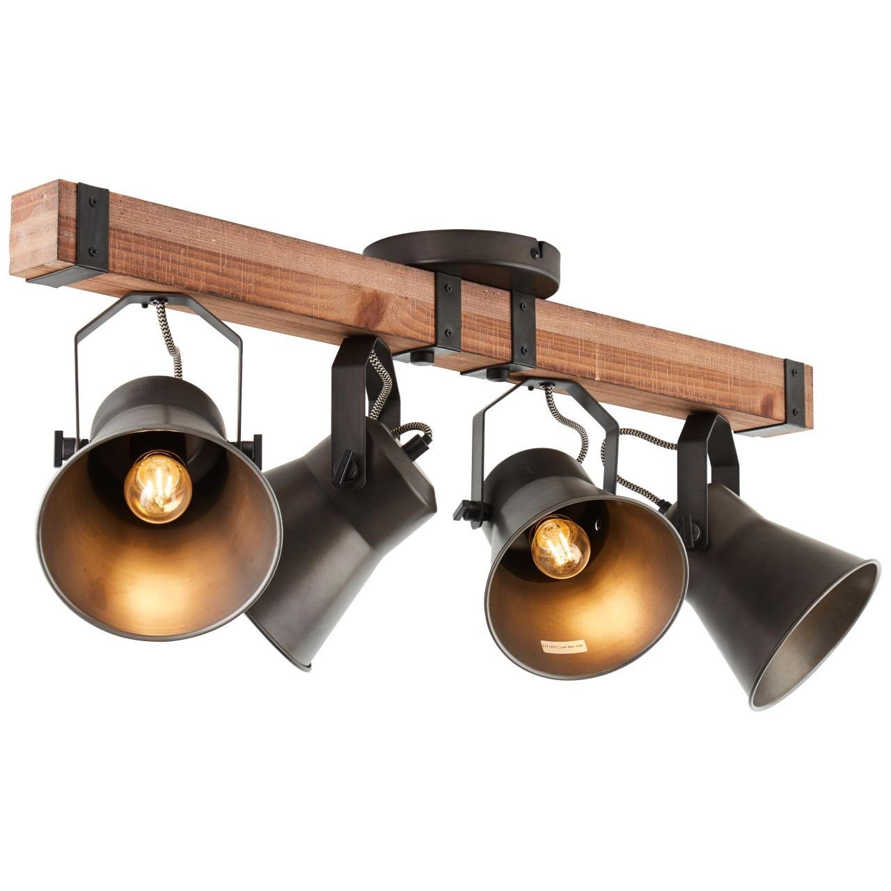 Brilliant Leuchten Plafondspot Decca Spotjesbalk 4 fittingen zwart staal (1 stuk)