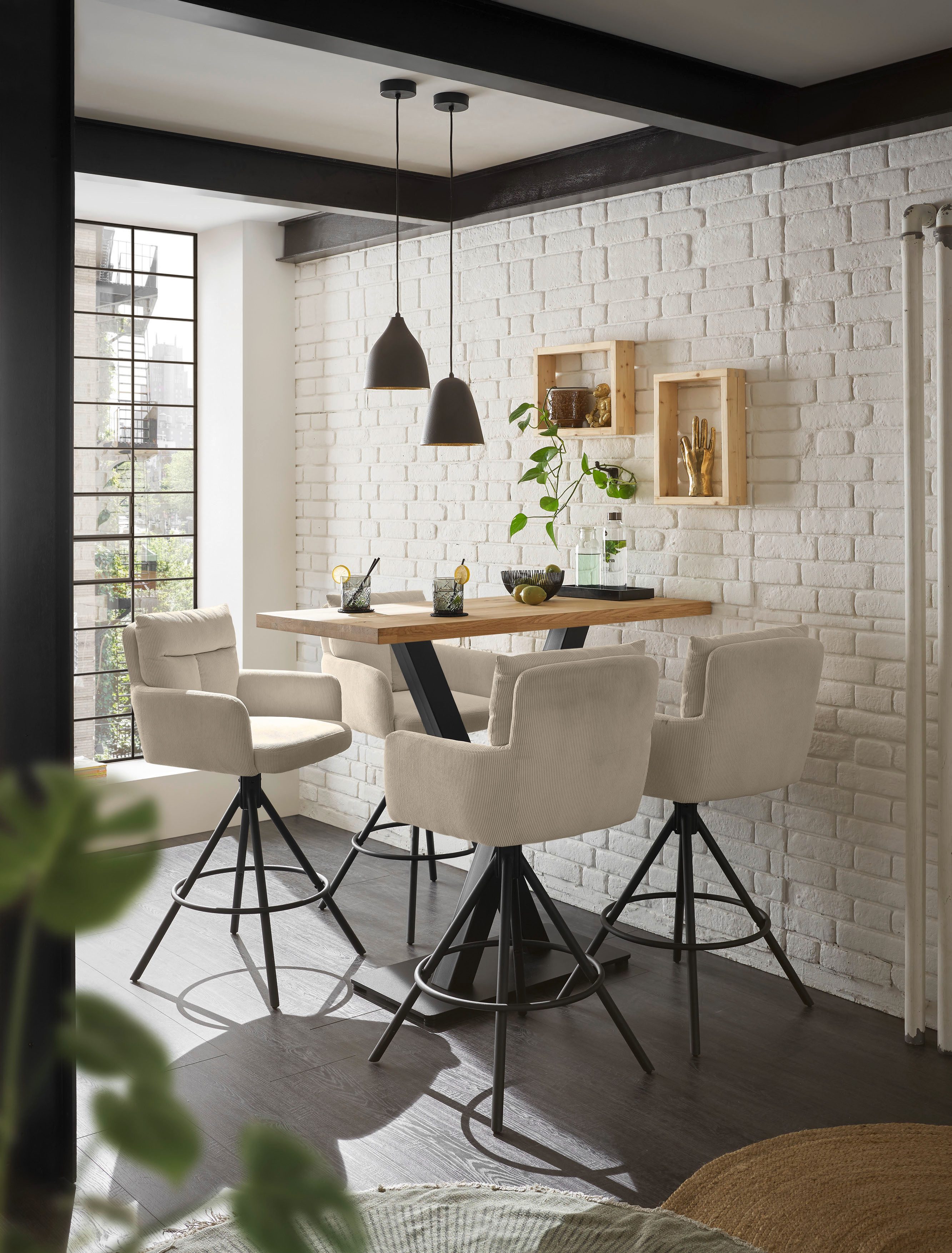 Stolkom Bartafel Duke eik massief hout geolied, hoge tafel BxHxD 120x104x60 cm
