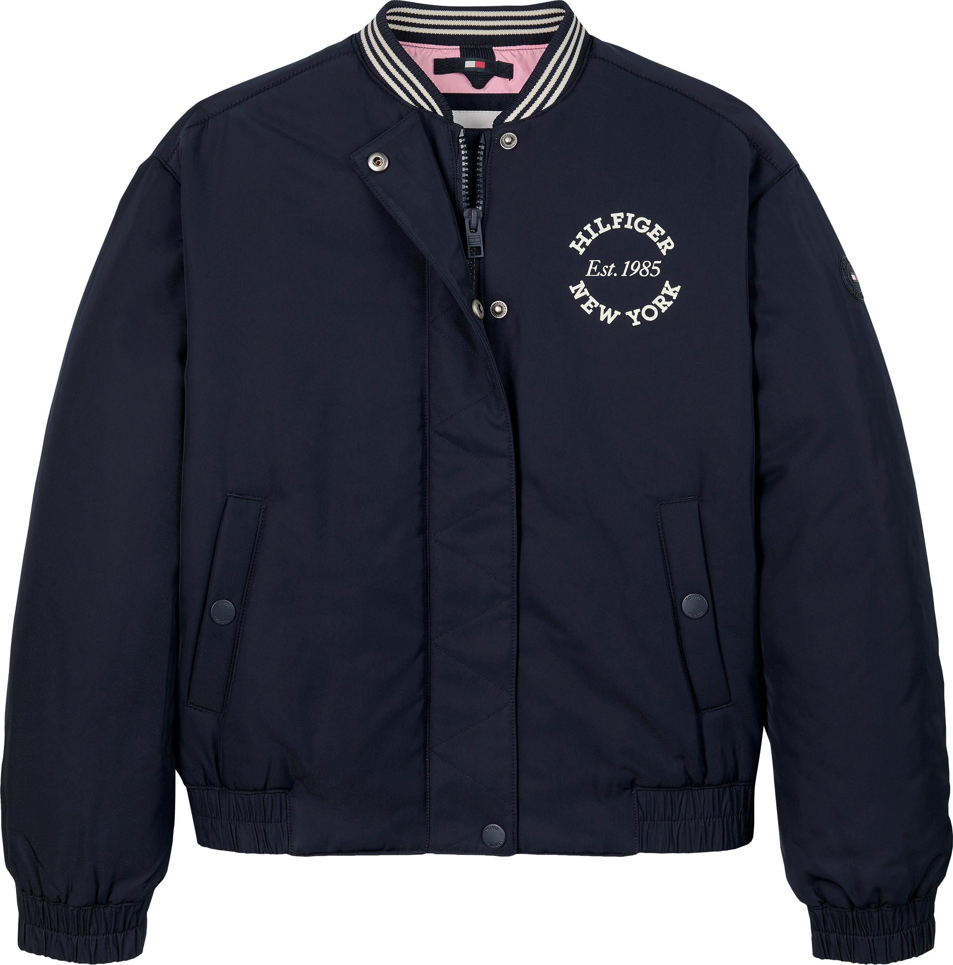 Tommy Hilfiger Bomberjack VARSITY SATEEN BOMBER met logoprint op borsthoogte