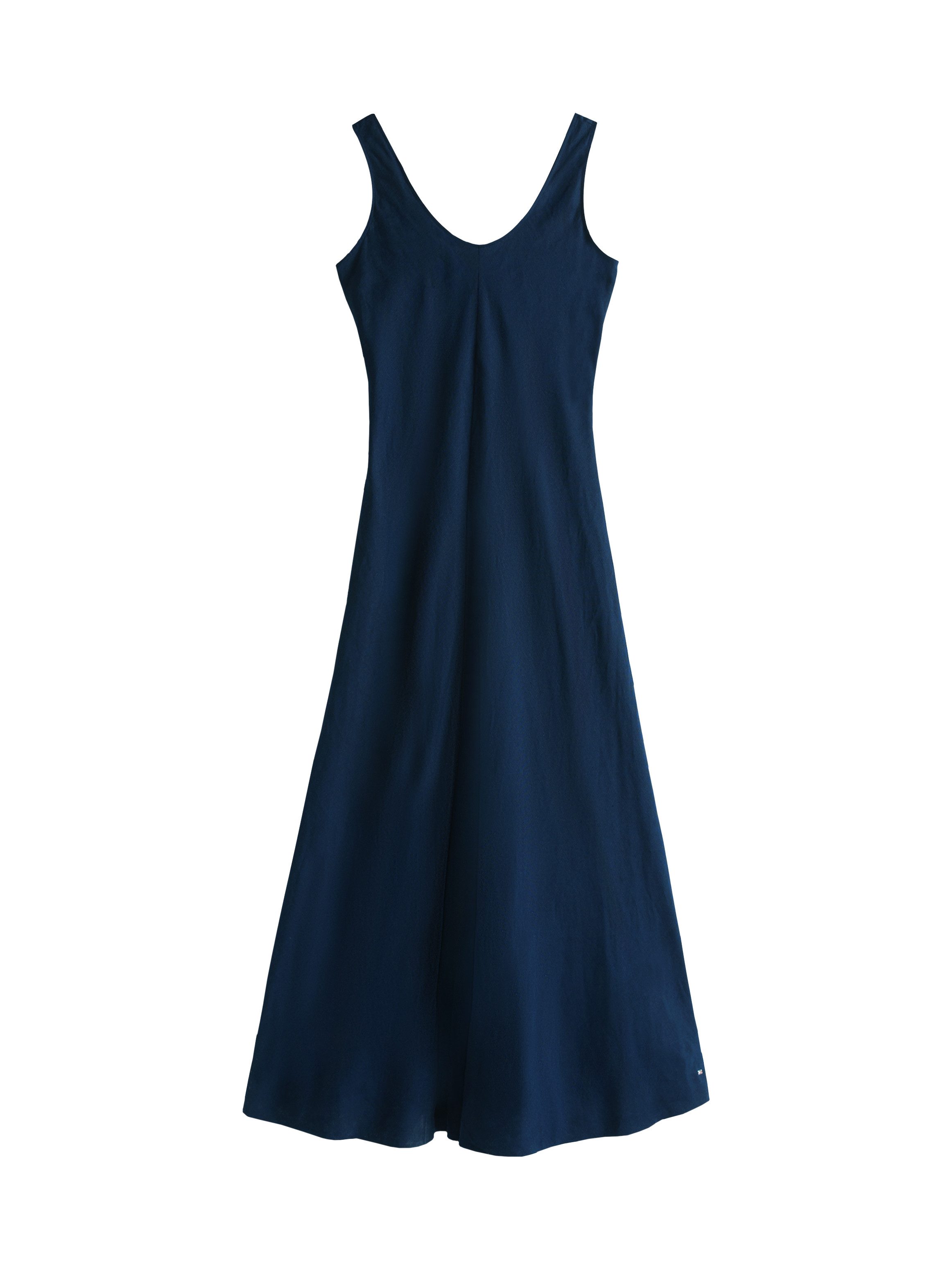 Tommy Hilfiger Maxi-jurk TEXTURED LINEN TANK MAXI DRESS met metalen label, koel premium linnen