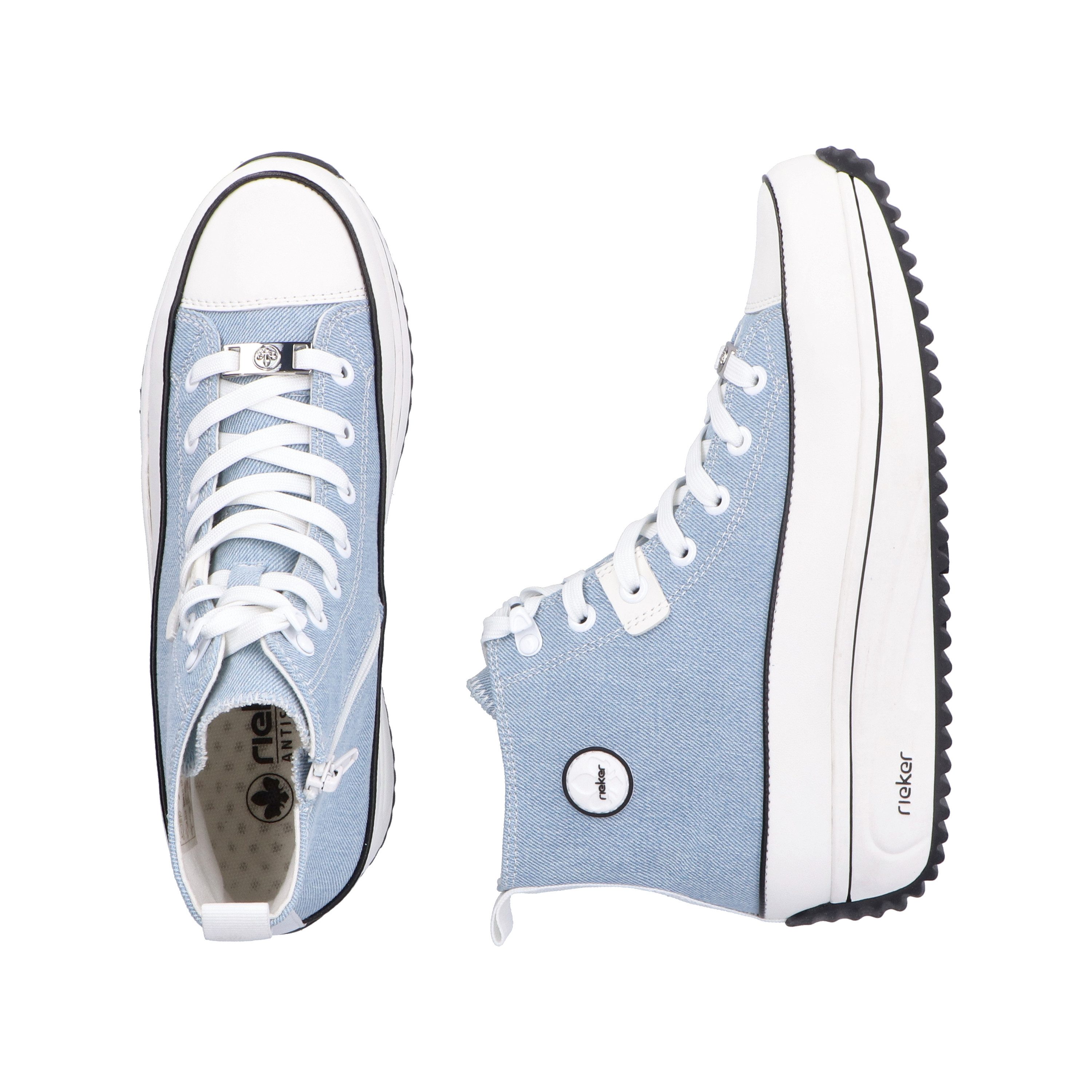 Rieker Sneakers plateau, high top sneakers, veterschoenen in vegan-verwerking