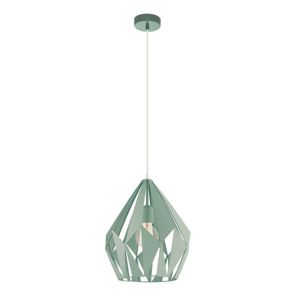 EGLO Hanglamp CARLTON-P Vintage hanglamp, metaal, pastel lichtgroen, Ø 31 cm (1 stuk)