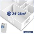 bestron airco aac7000 voor vertrekken tot 28 m², koelcapaciteit 2,1 kw met milieuvriendelijk koelmiddel, 7.000btu-h, kleur: wit wit