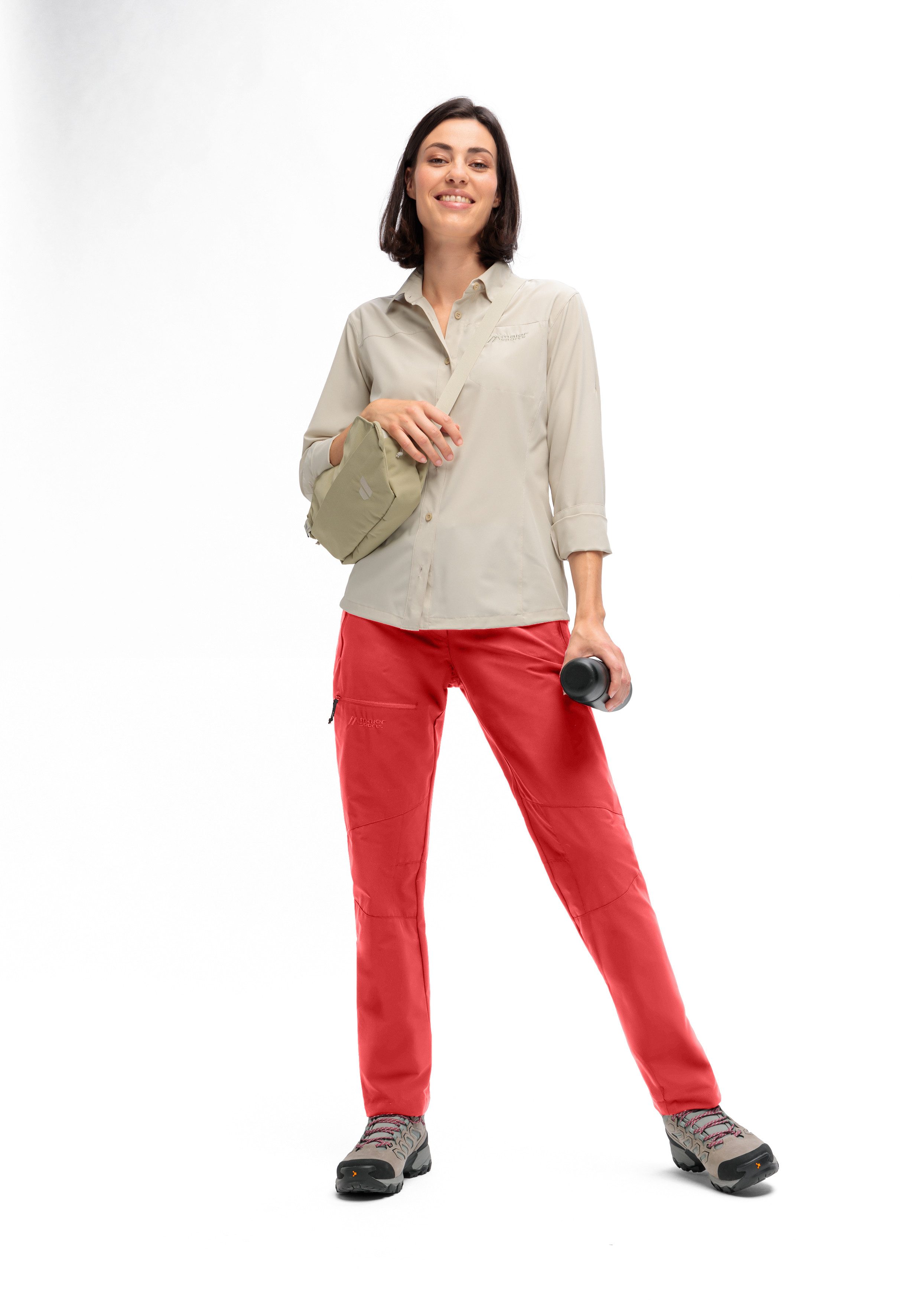 Maier Sports Outdoorbroek Lulaka loop Dames wandelbroek, functionele broek met zakken + riem, regular fit