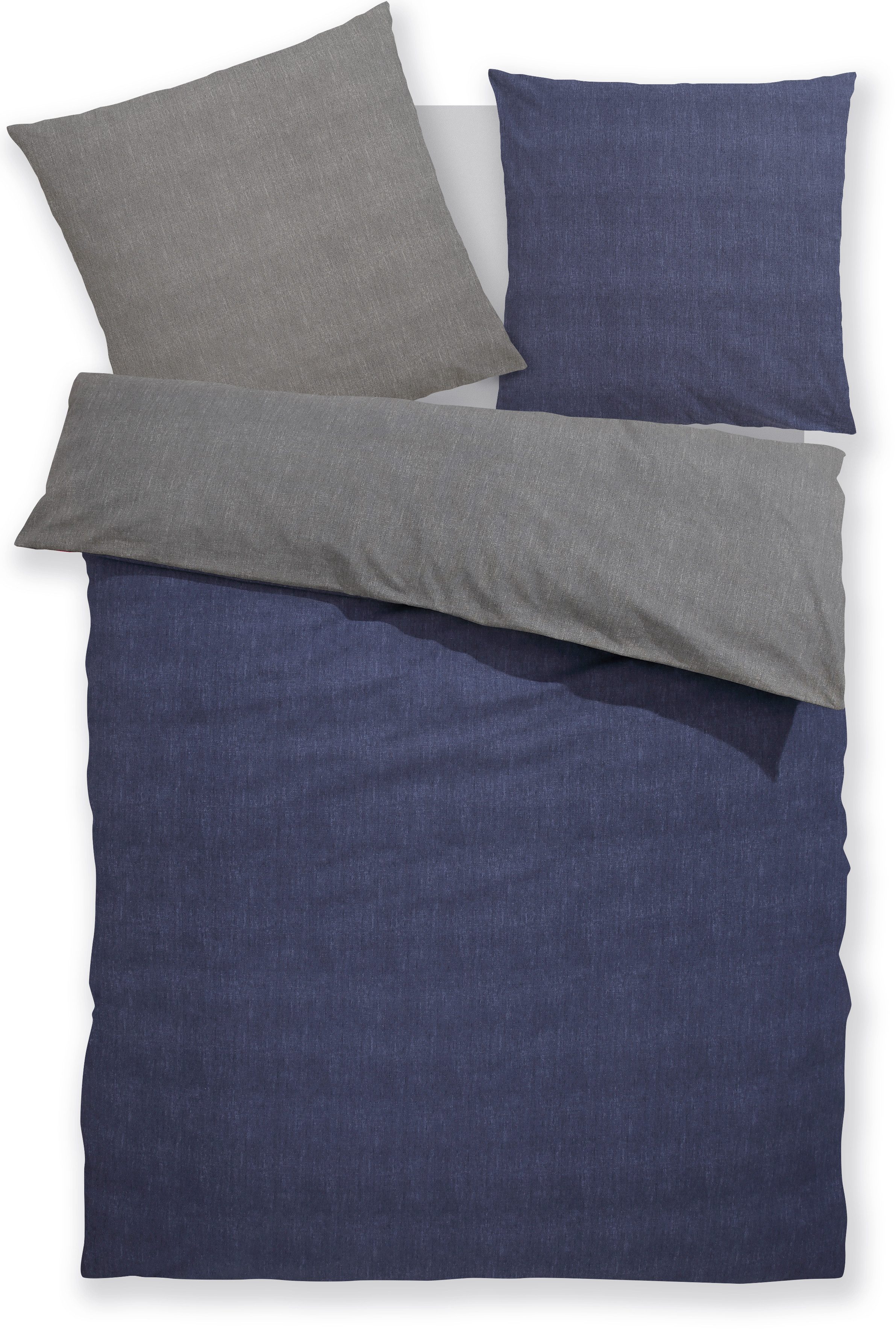 Bruno Banani Tweezijdig te gebruiken overtrekset Merlijn in mt. 135x200 of 155x220 cm Katoenen bedlinnen, linnen-look in mêlee-look (2-delig)